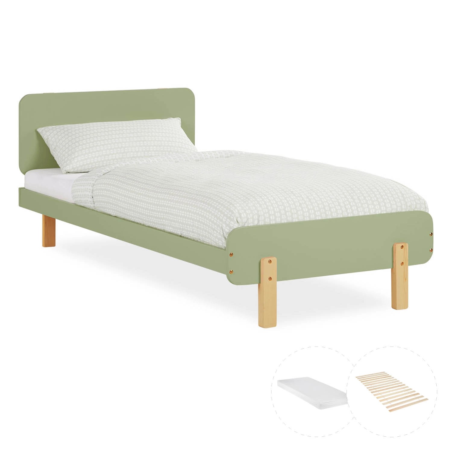 Homestyle4u Kinderbett 90x200 mit Lattenrost und Matratze in Grün 2805 günstig online kaufen