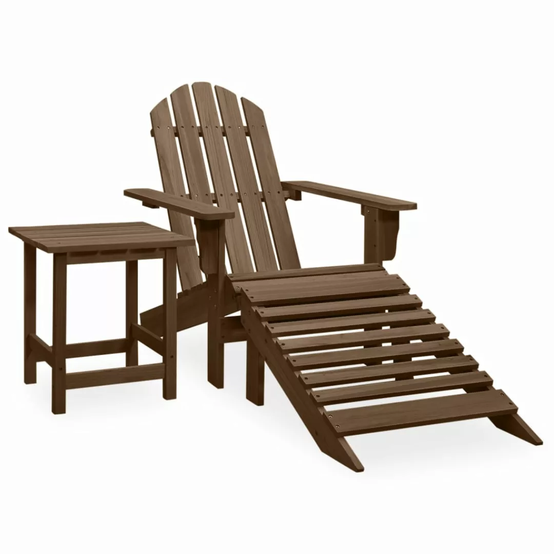 Adirondack-gartenstuhl Mit Fußstütze & Tisch Tannenholz Braun günstig online kaufen