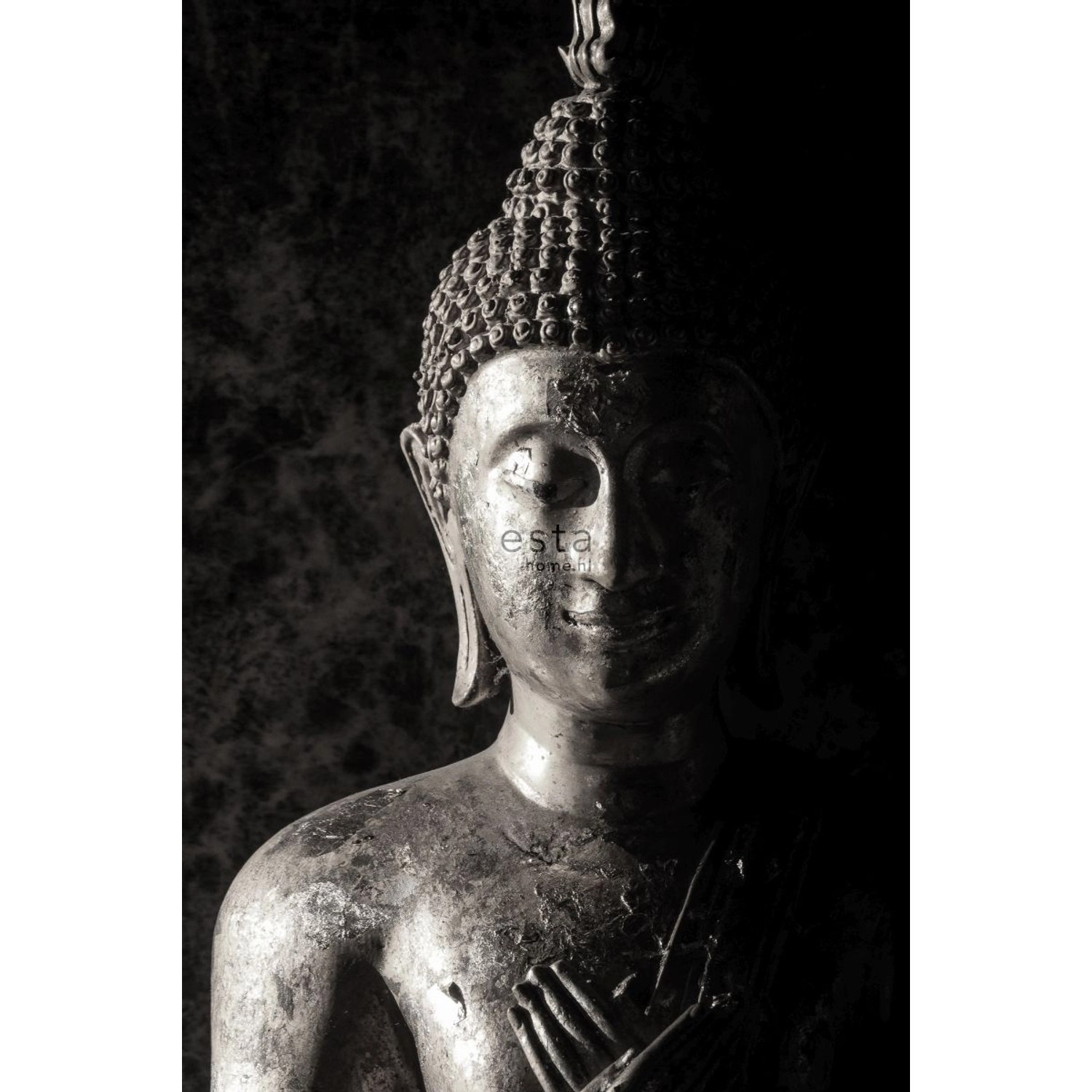 ESTAhome Fototapete Buddha-Figur Schwarz-Weiß 1,86 x 2,79 m 158823 günstig online kaufen