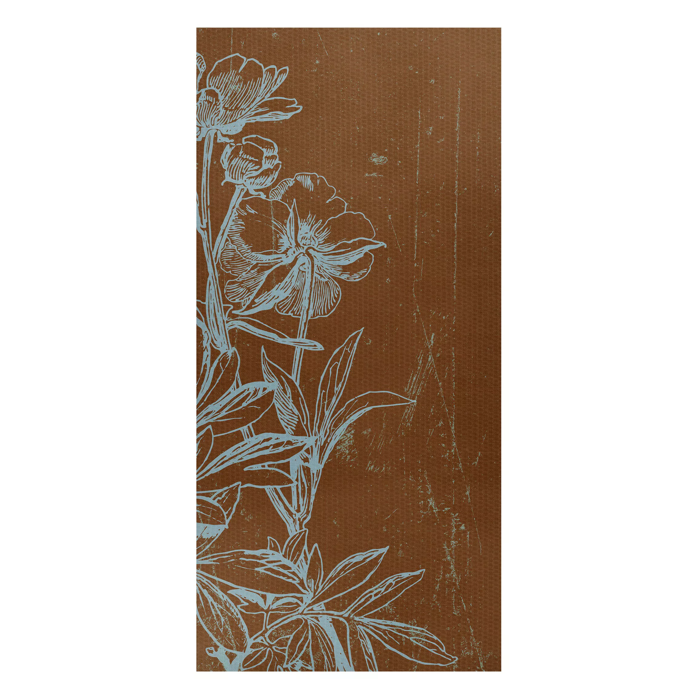 Magnettafel Blumen - Hochformat 1:2 Blaue Blumenskizze günstig online kaufen