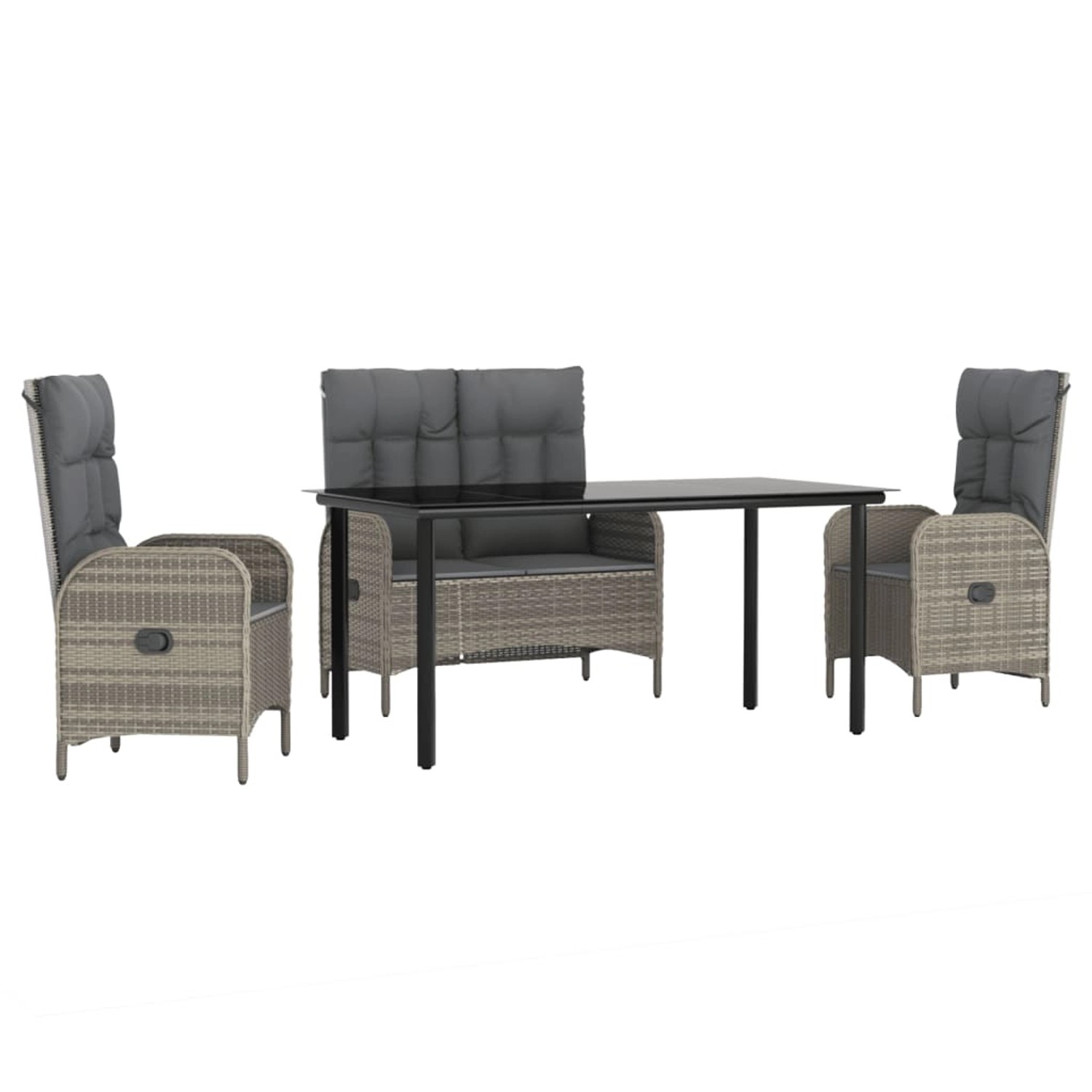 vidaXL 4-Tlg Garten-Essgruppe mit Kissen Grau Poly Rattan 3203507 günstig online kaufen