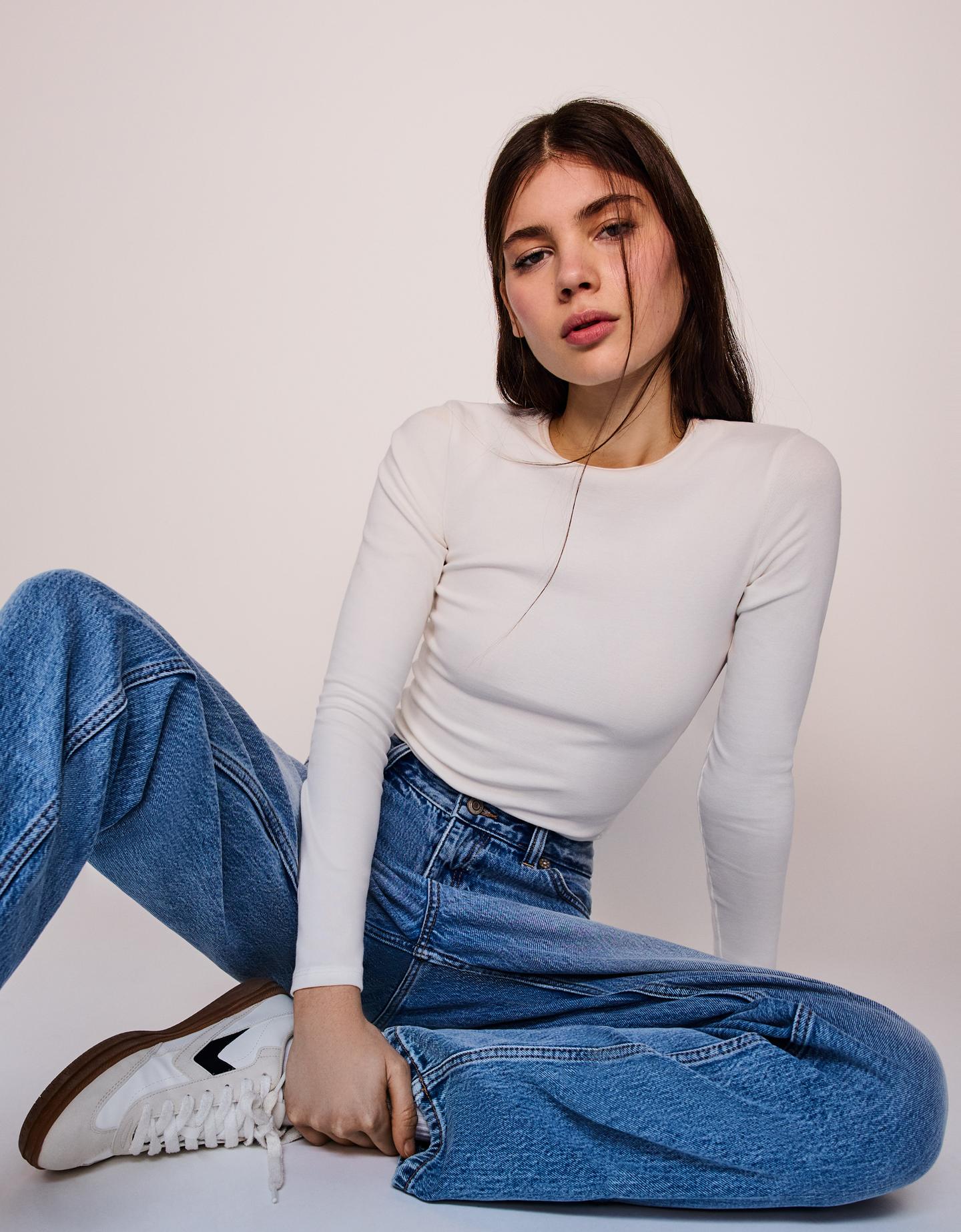 Bershka Mom-Jeans Mit Hohem Bund Damen 44 Ausgewaschenes Blau günstig online kaufen