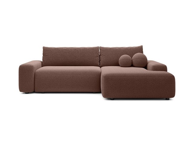 Goldstoff Ecksofa POOL Bouclé Stoff, Schlafsofa 264 cm, L-Form, Eckcouch mi günstig online kaufen