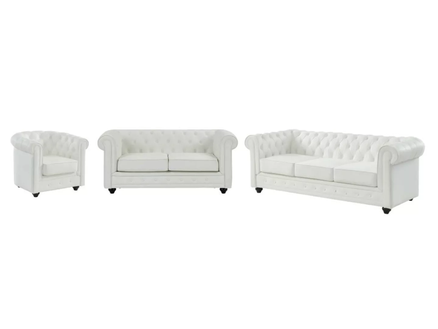 Sofas 3-Sitzer, 2-Sitzer & Sessel - Kunstleder - Weiß - CHESTERFIELD günstig online kaufen