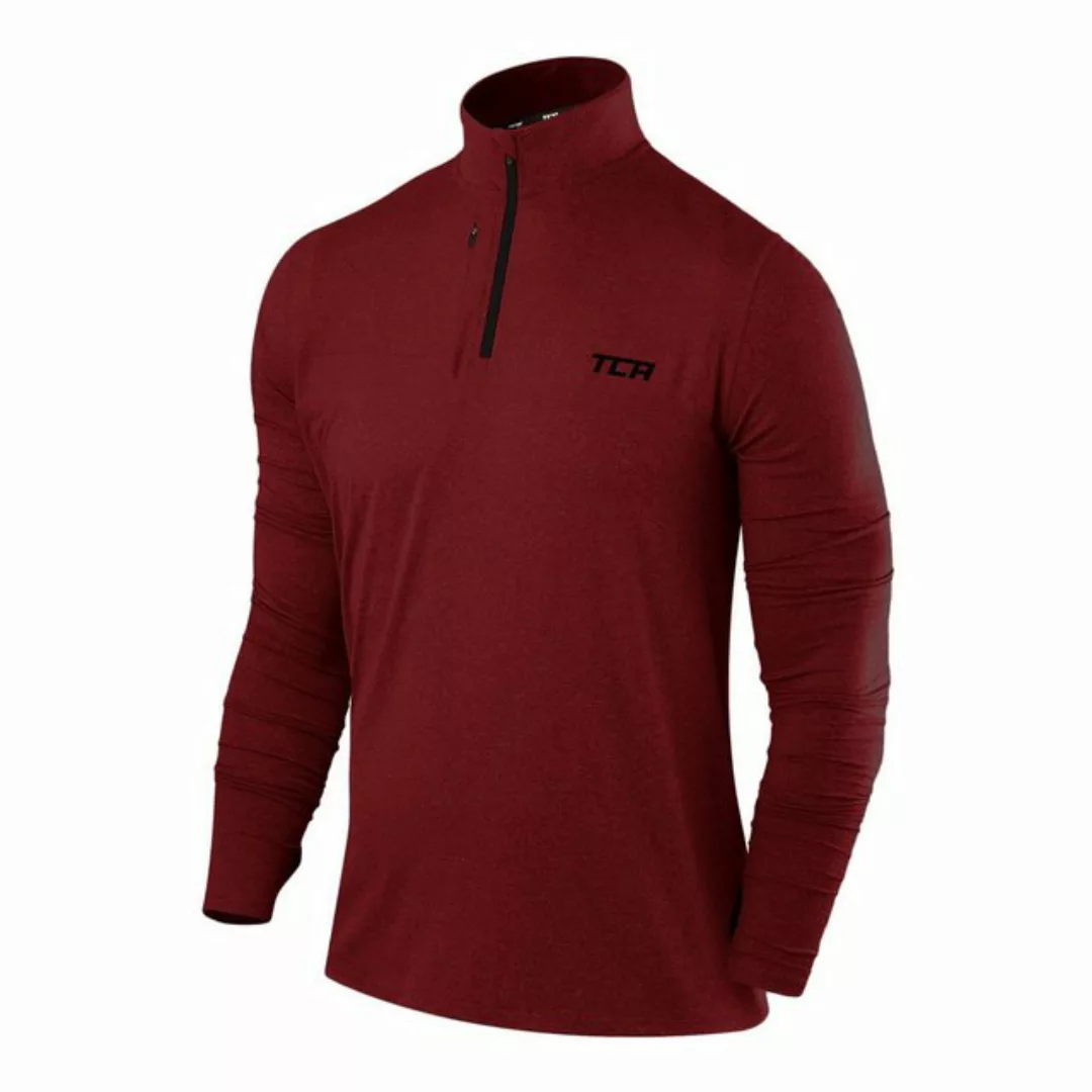 TCA Langarmshirt TCA Herren Laufshirt mit Reißverschluss - Rot/Schwarz, S ( günstig online kaufen