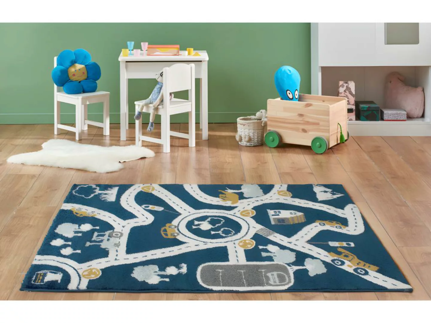 Kinderteppich - Polypropylen - 100 x 150 cm - Blau, Beige & Gelb - ROADY günstig online kaufen