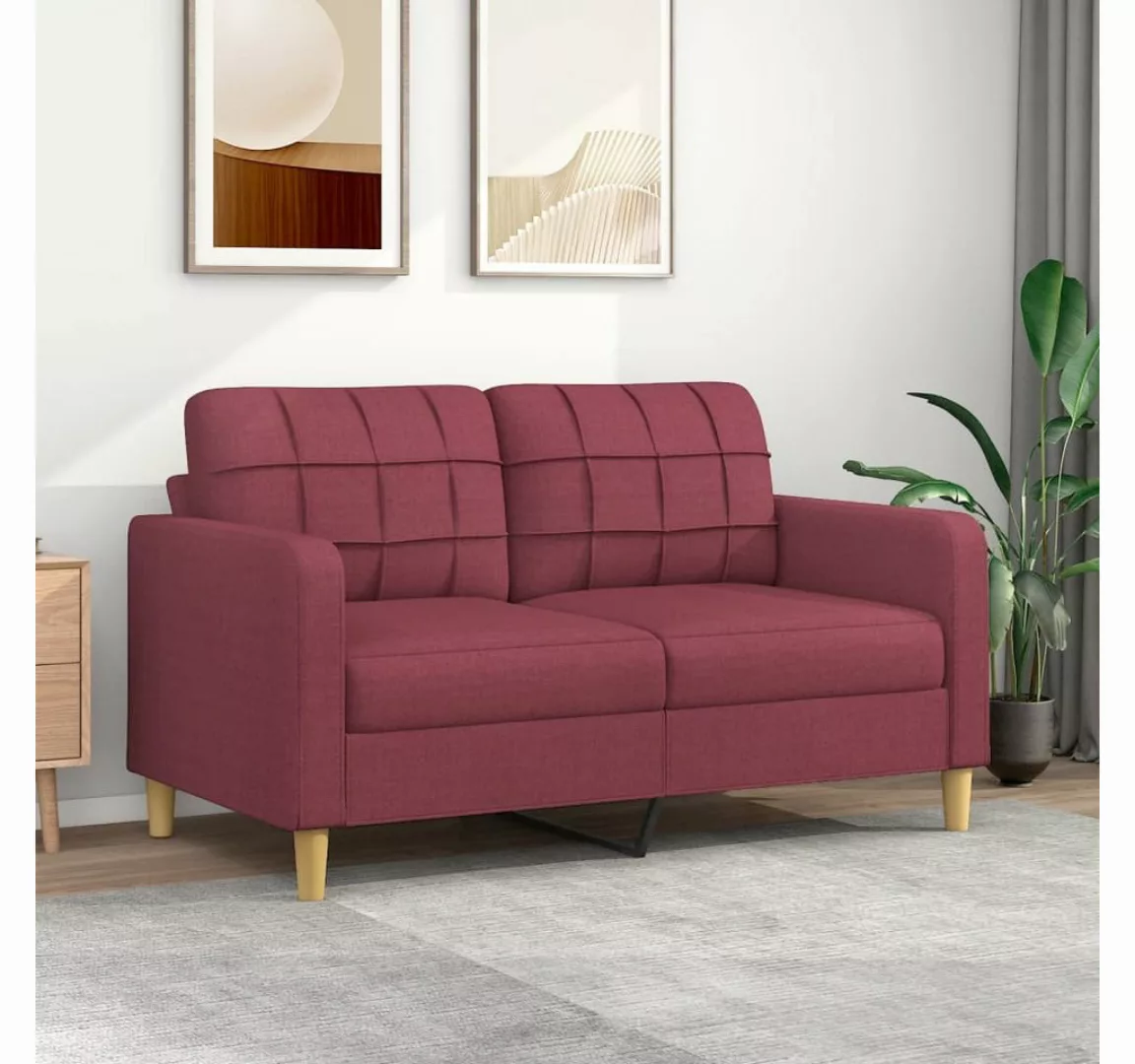 vidaXL Sofa 2-Sitzer-Sofa Weinrot 140 cm Stoff Couch günstig online kaufen