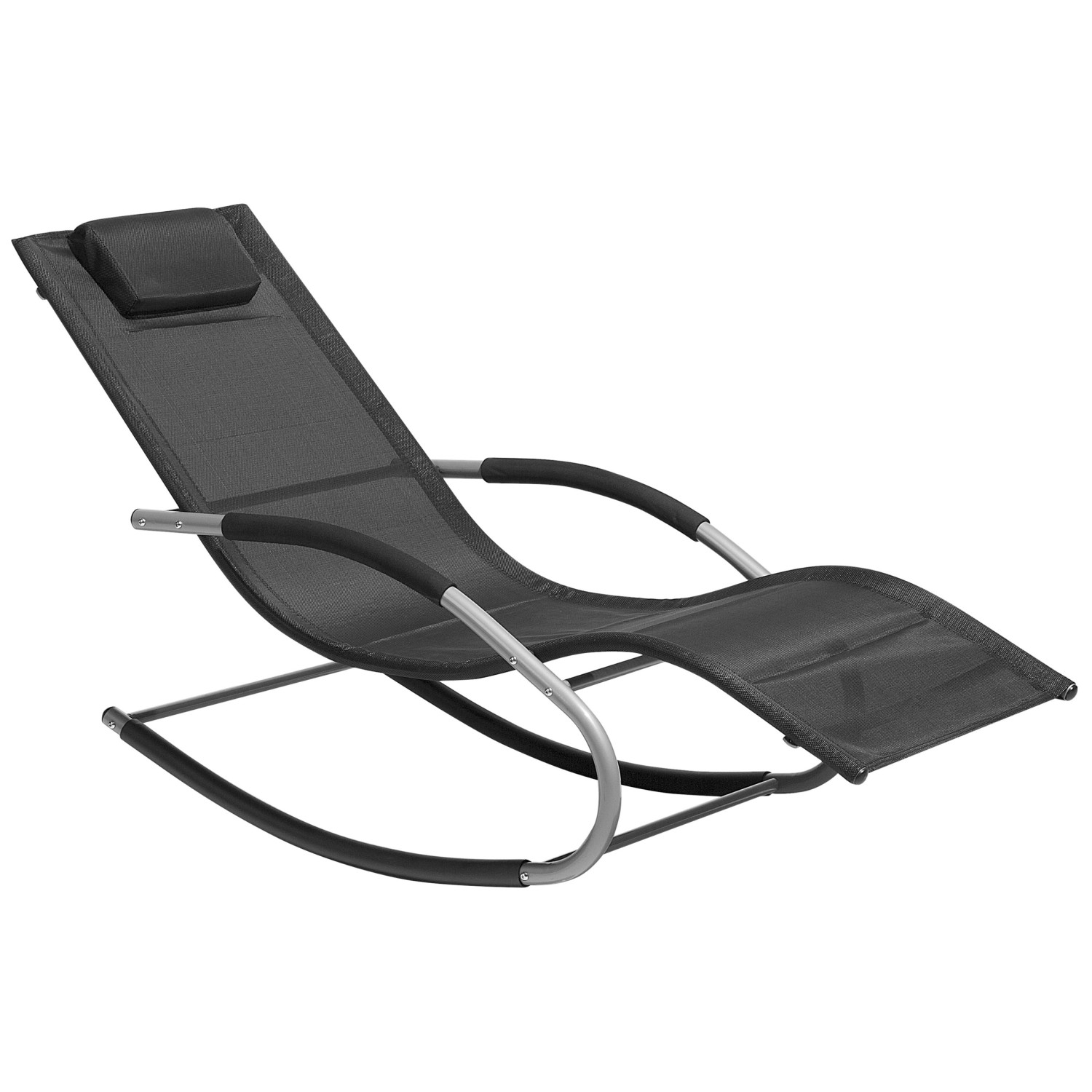 Beliani Gartenliege Schwarz Silber 149x63x84 günstig online kaufen