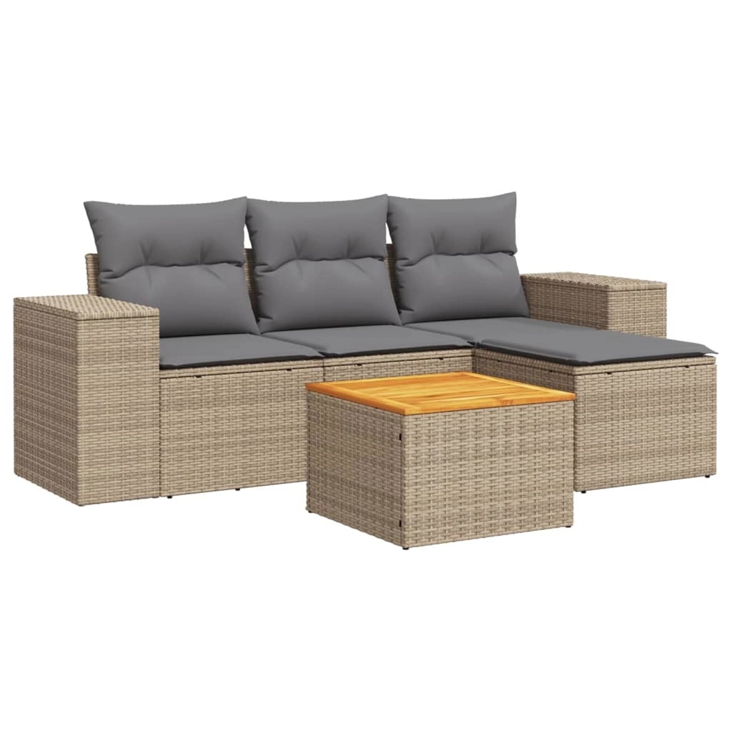 vidaXL 5-Tlg Garten-Sofagarnitur mit Kissen Beige Poly Rattan 3225415 günstig online kaufen