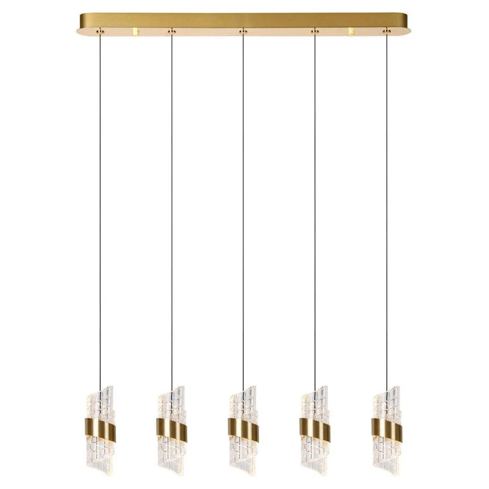 LED Pendelleuchte Kligande in Gold-matt und Transparent 5x 7,8W 3100lm günstig online kaufen