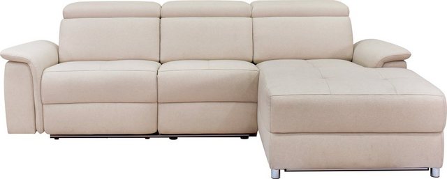 Places of Style Ecksofa Pareli, L-Form, 259cm,m. Recamiere, Echtleder, Kuns günstig online kaufen