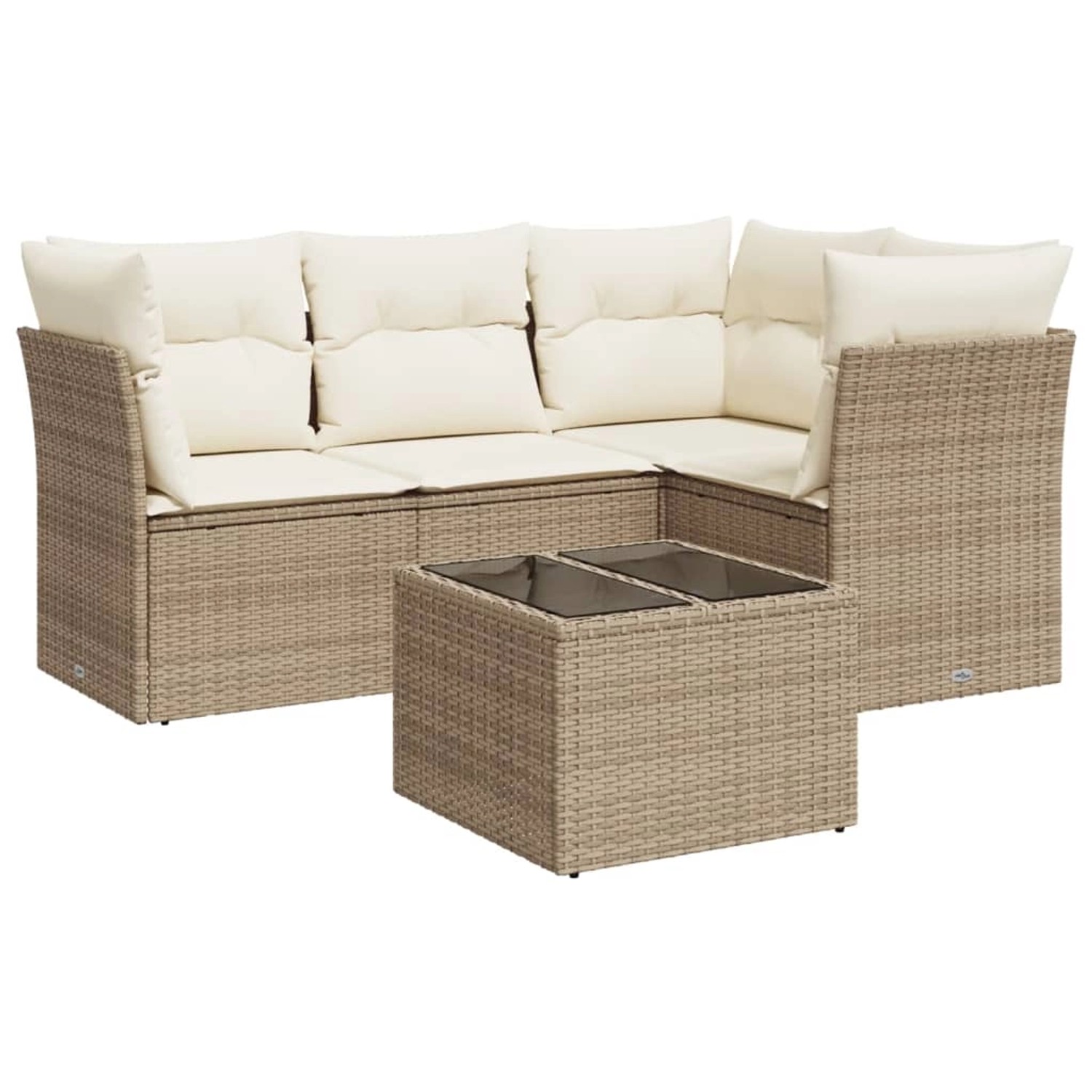 vidaXL 5-Tlg Garten-Sofagarnitur mit Kissen Beige Poly Rattan 3217588 günstig online kaufen