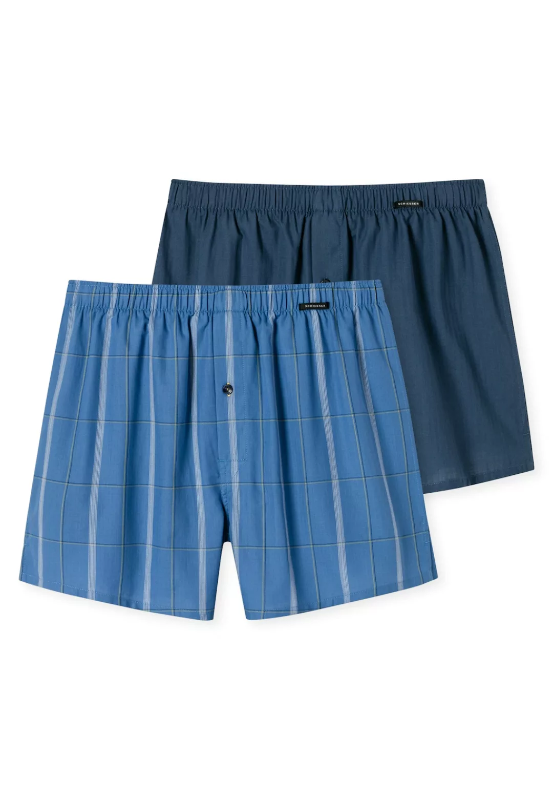 Schiesser 2-er Set Boxershorts Dunkelblau & Blau kariert günstig online kaufen