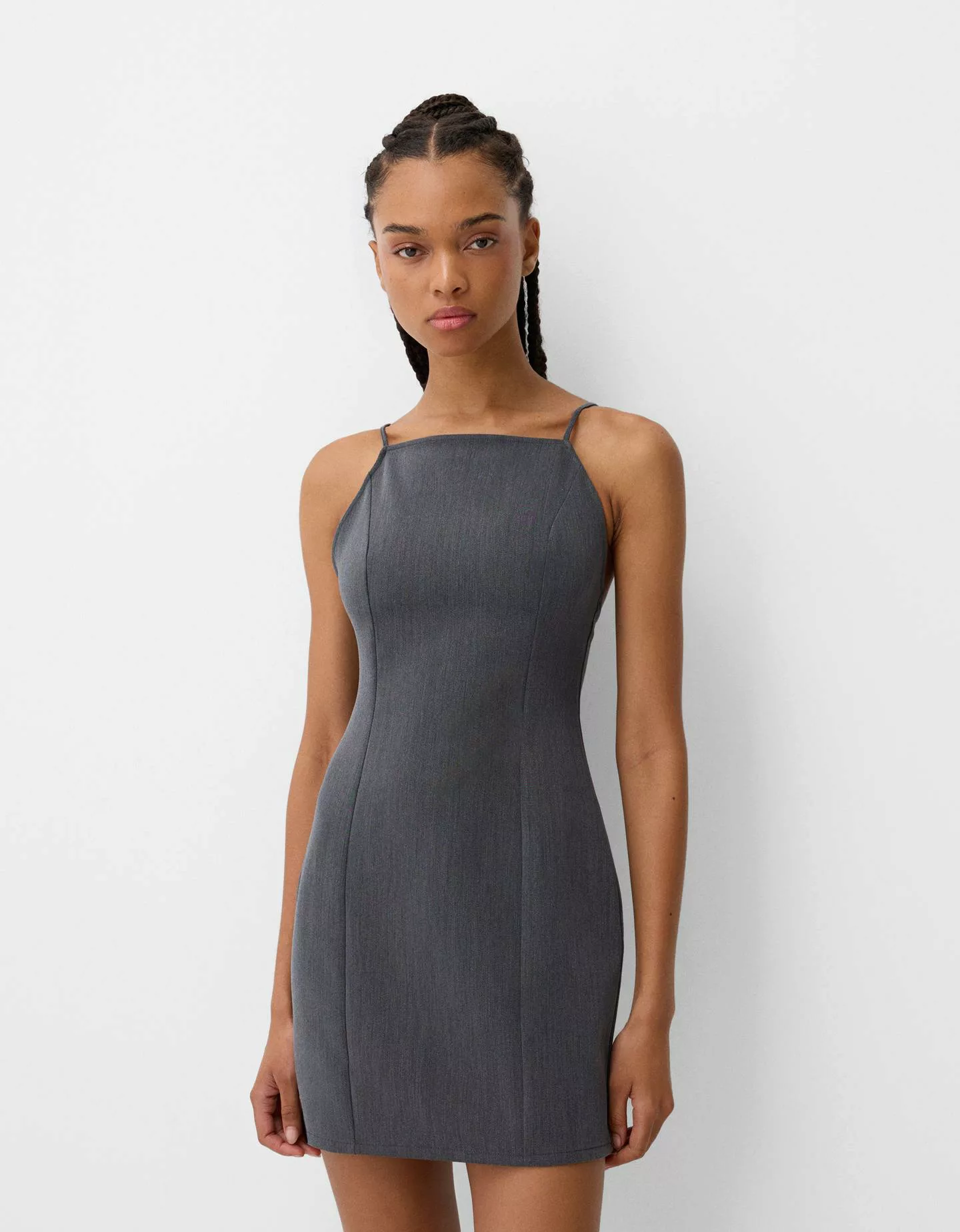 Bershka Rustikales Minikleid Damen Xs Grau günstig online kaufen