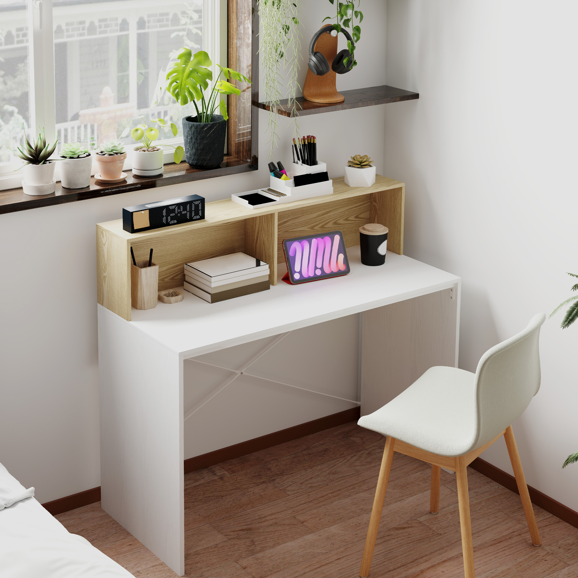 HOMCOM Computertisch mit Aufbewahrung 110 x 50 cm mit 2 offenen Fächern und günstig online kaufen