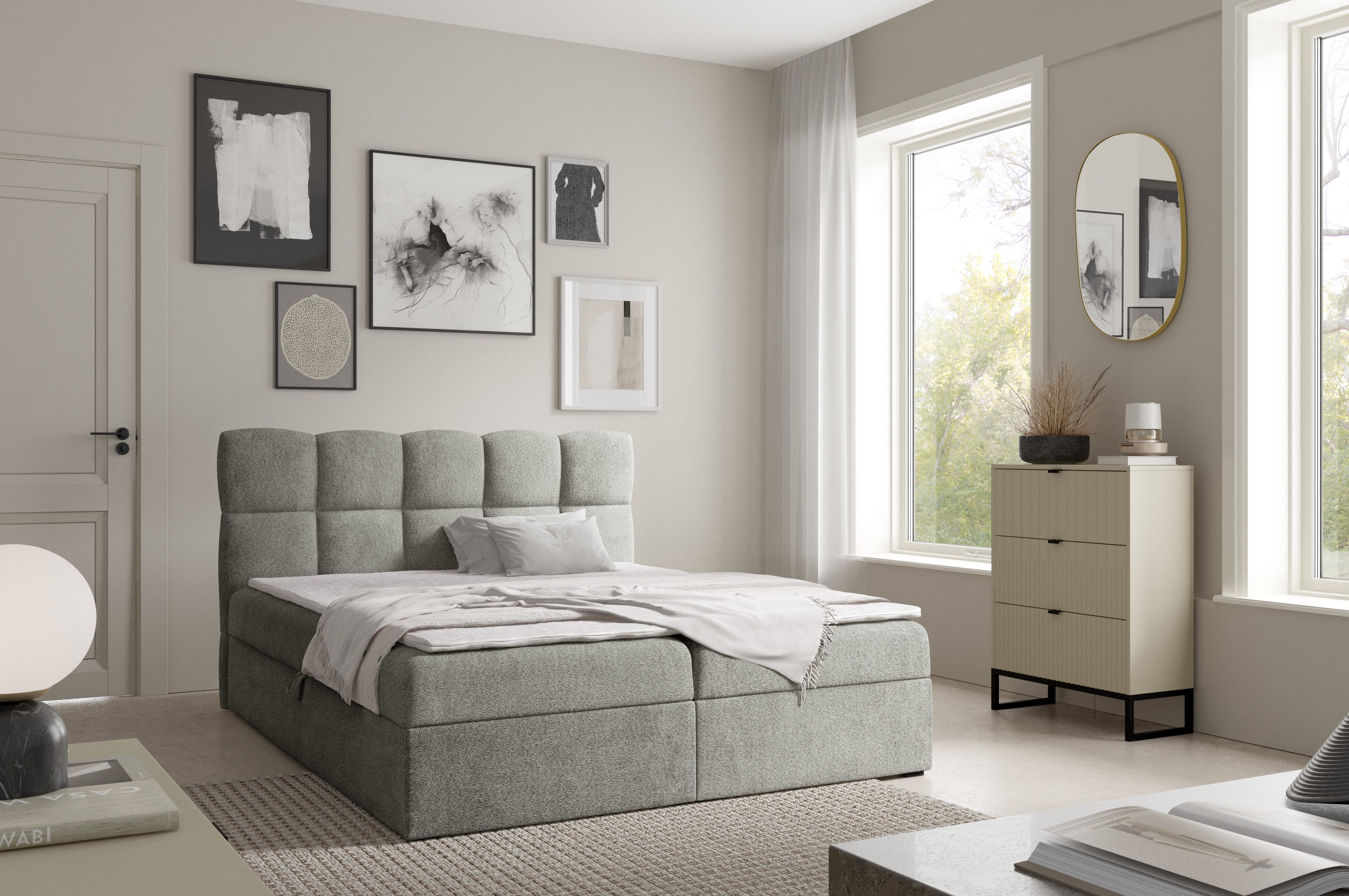 yourhouse24 Boxspringbett Negros, Doppelbett mit Bonell-Matratze günstig online kaufen