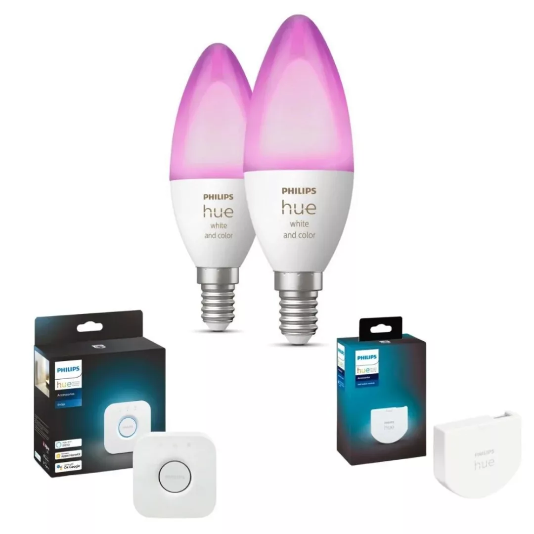 Philips Hue Bluetooth White & Color Ambiance LED E14 5,3W 470lm Doppelpack günstig online kaufen