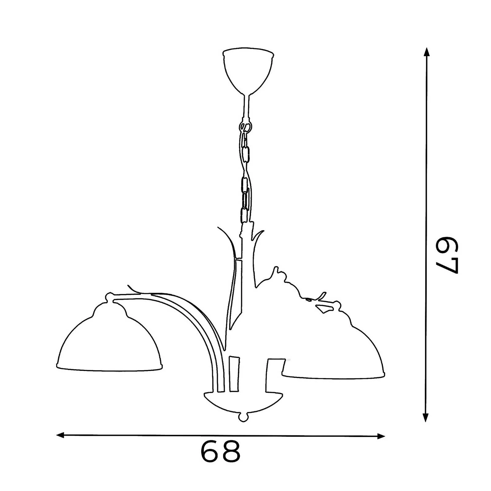 Kronleuchter Korfu, 3-flg., goldfarben antik, Ø 68 cm günstig online kaufen