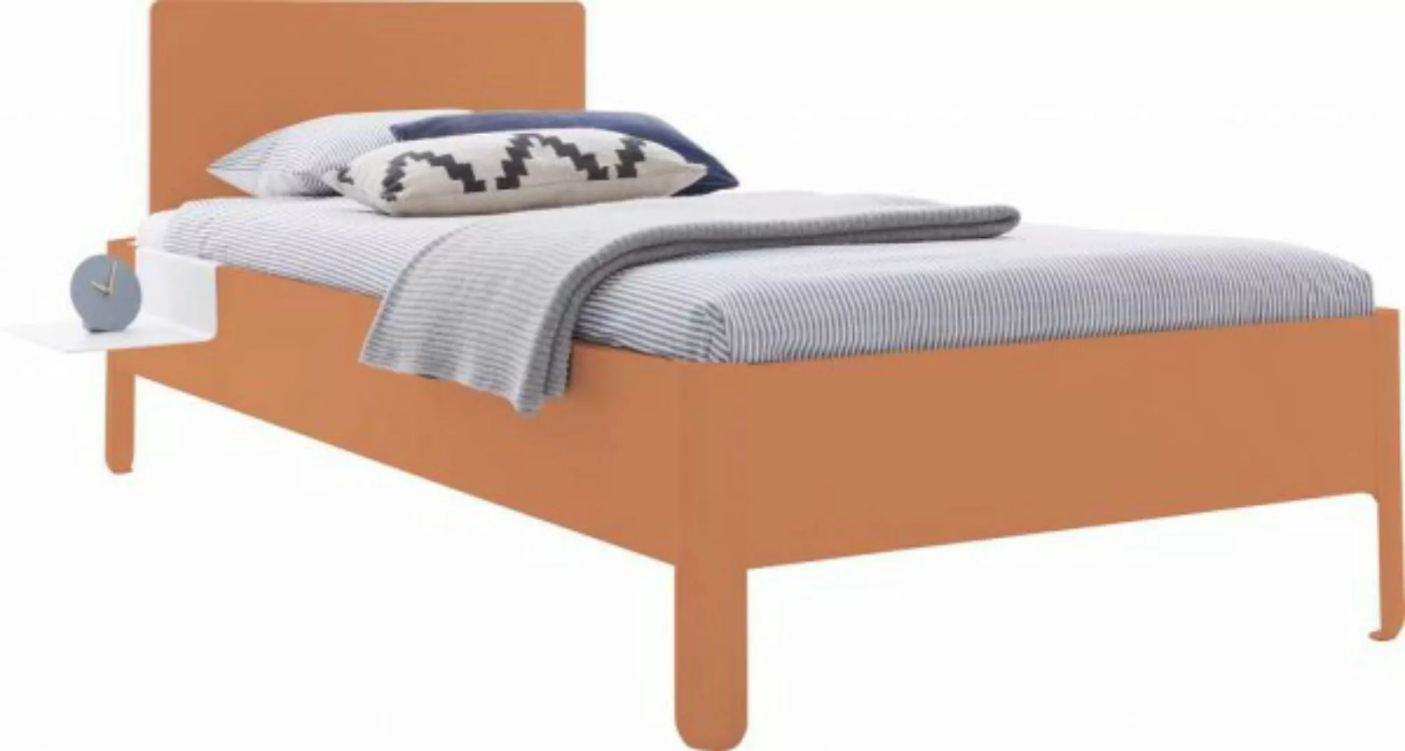 NAIT Einzelbett farbig lackiert 90 x 220cm Mit Kopfteil Apricotbraun günstig online kaufen