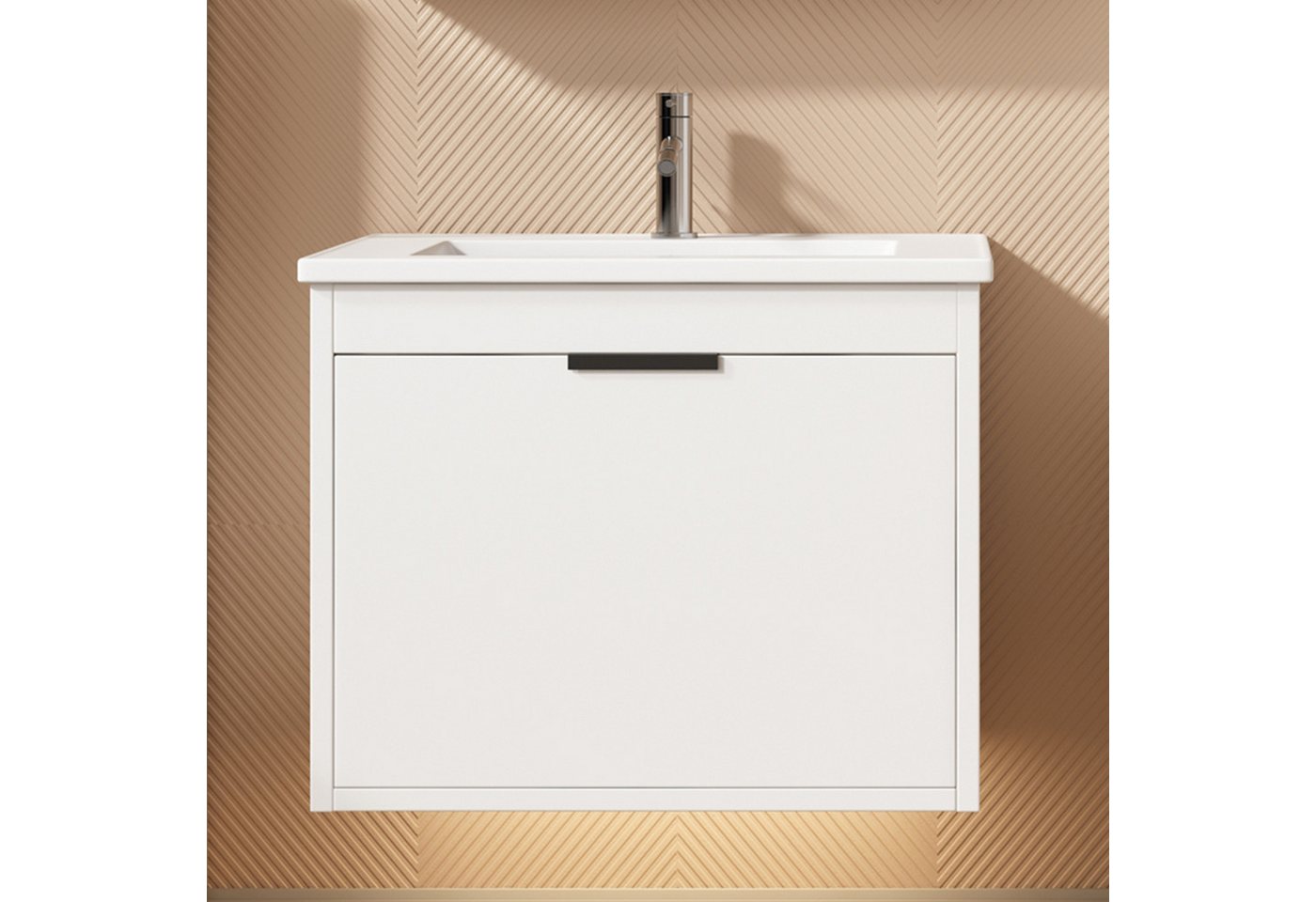 WISHDOR Waschbeckenunterschrank mit Keramikwaschbecken (Badschrank, 1-St., günstig online kaufen