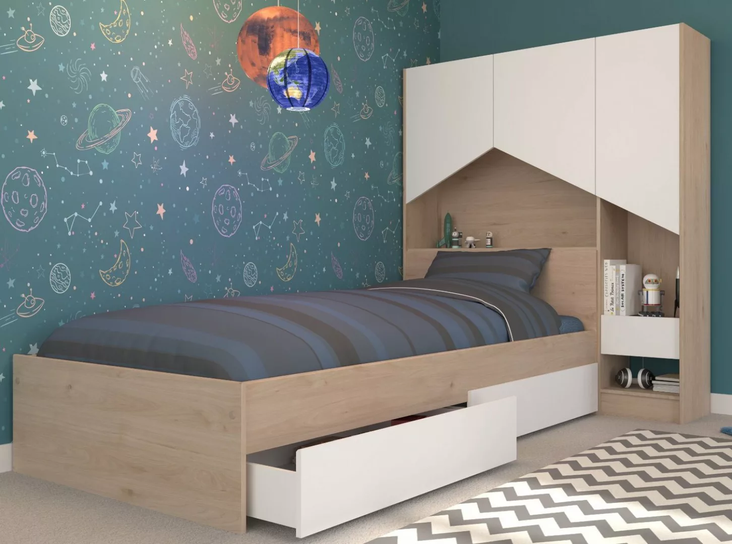 Parisot Stauraumbett Shelter (Komplett-Set, mit Bettschubkästen und Regalsc günstig online kaufen