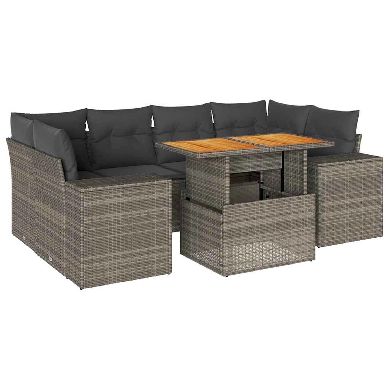 vidaXL 7-Tlg Garten-Sofagarnitur mit Kissen Grau Poly Rattan 3327343 günstig online kaufen