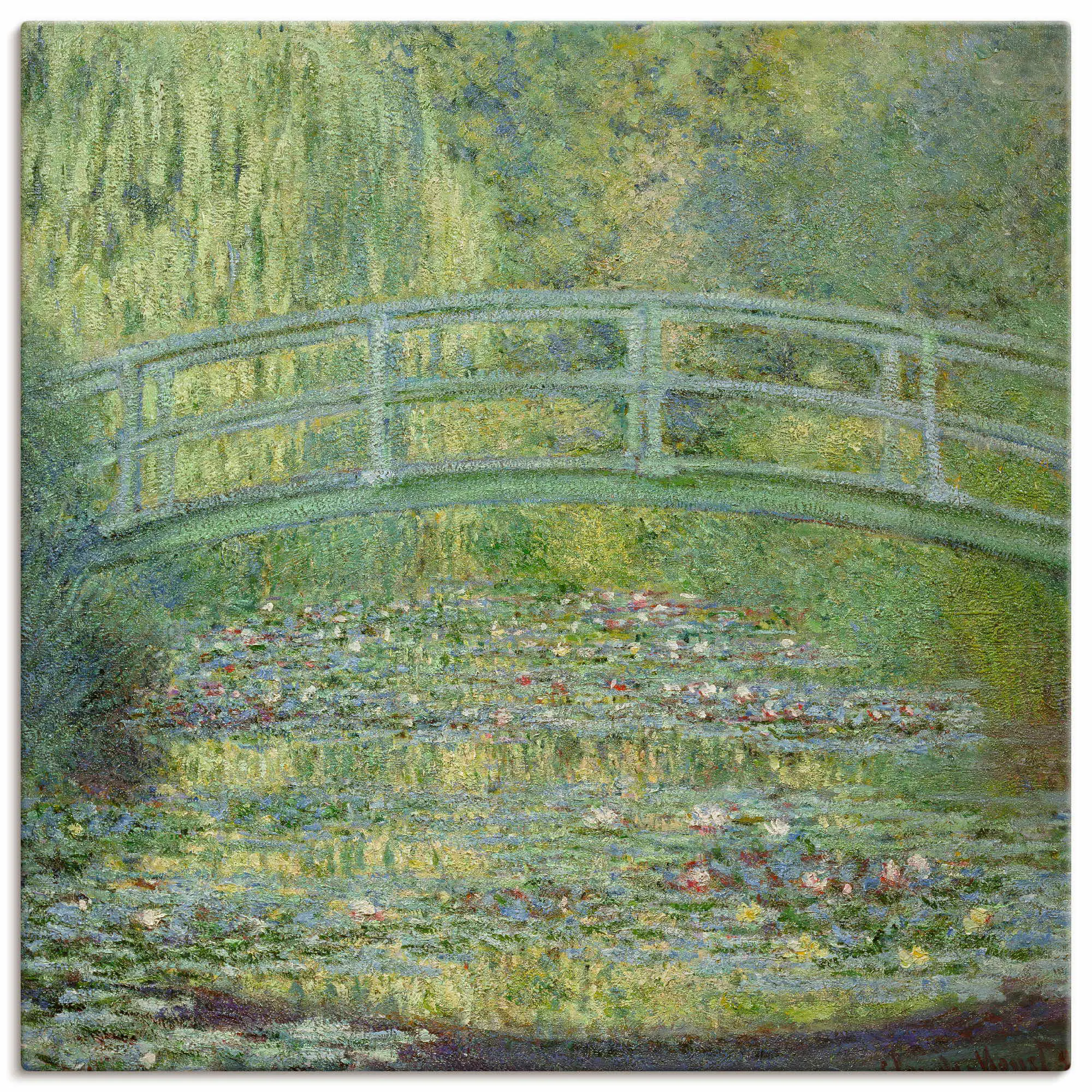 Artland Leinwandbild "Seerosenteich und japanische Brücke.", Gewässer, (1 S günstig online kaufen