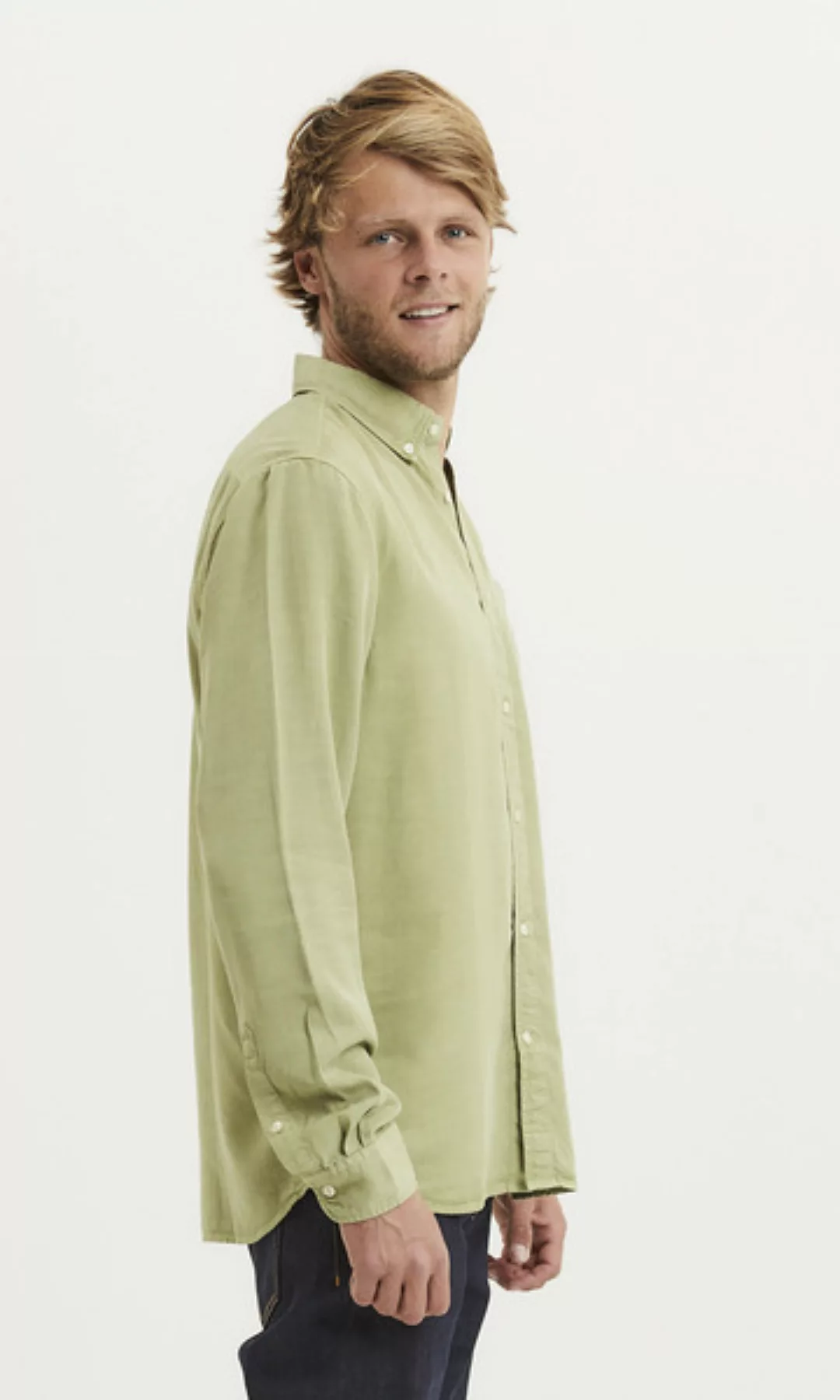 Herrenhemd "Larch Tencel Garment Dye" Mit Button-down-kragen - Vegan; Farbe günstig online kaufen