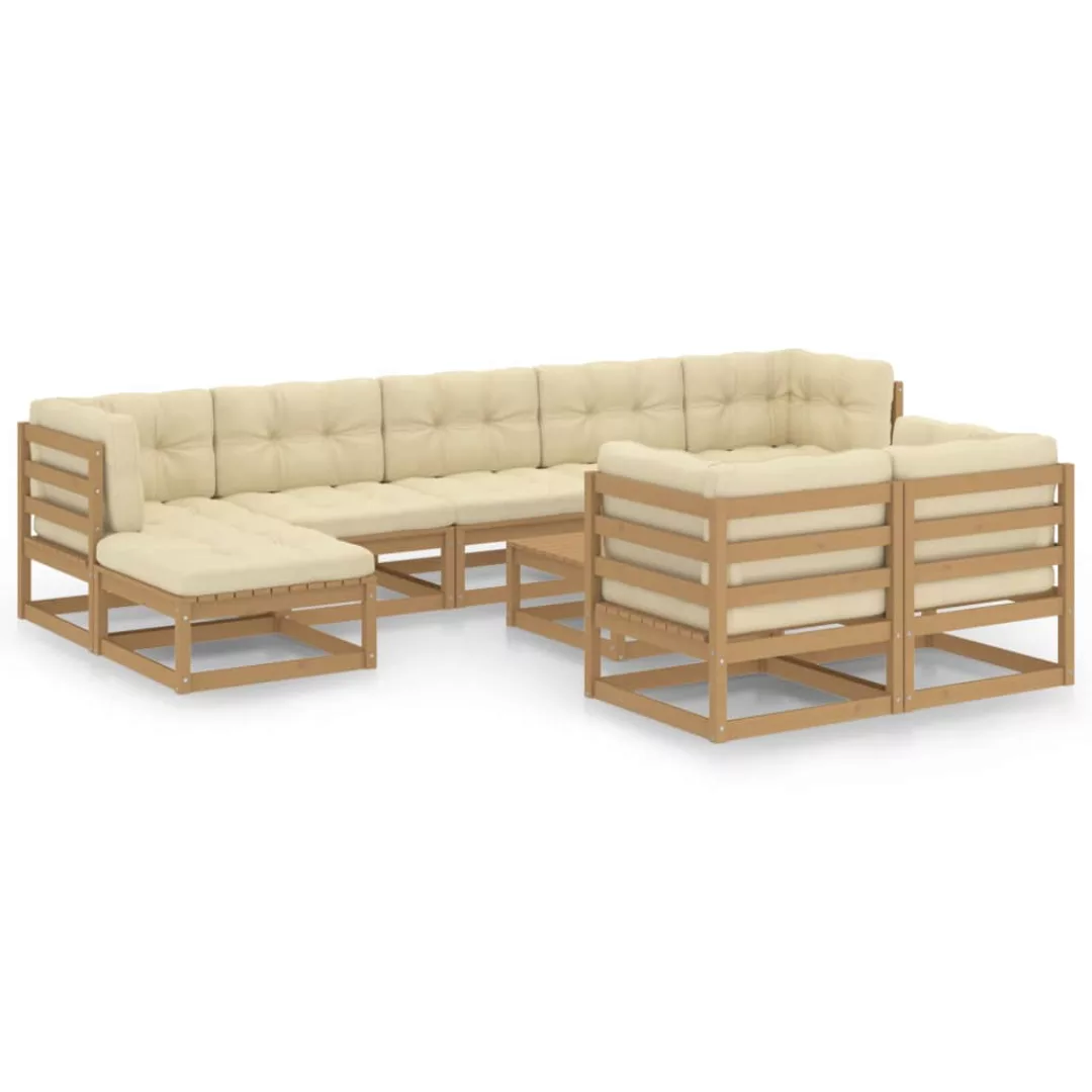 10-tlg. Garten-lounge-set Kissen Honigbraun Kiefer Massivholz günstig online kaufen