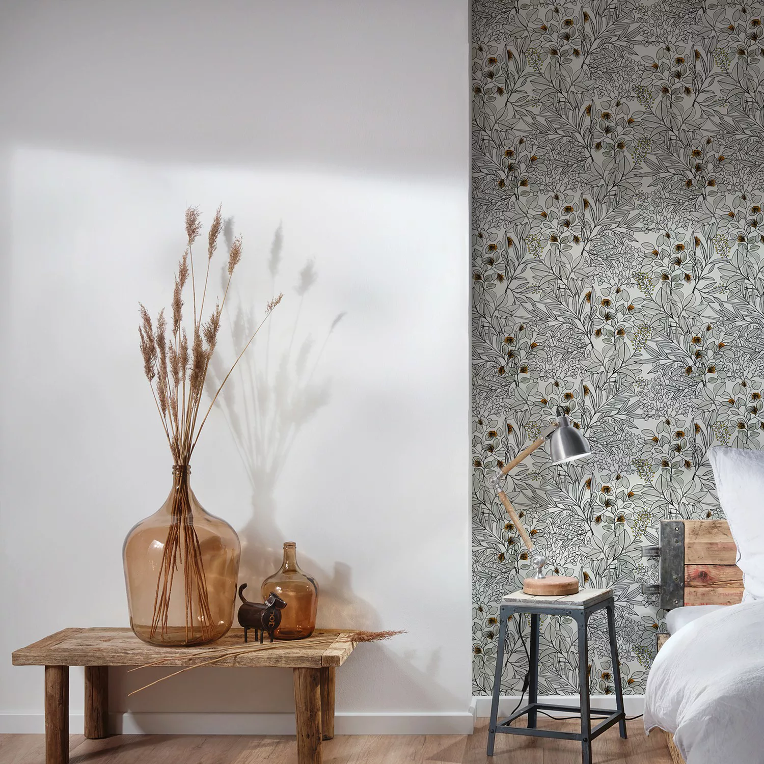 Bricoflor Moderne Blumentapete im Schwedischen Stil Skandinavische Landhaus günstig online kaufen