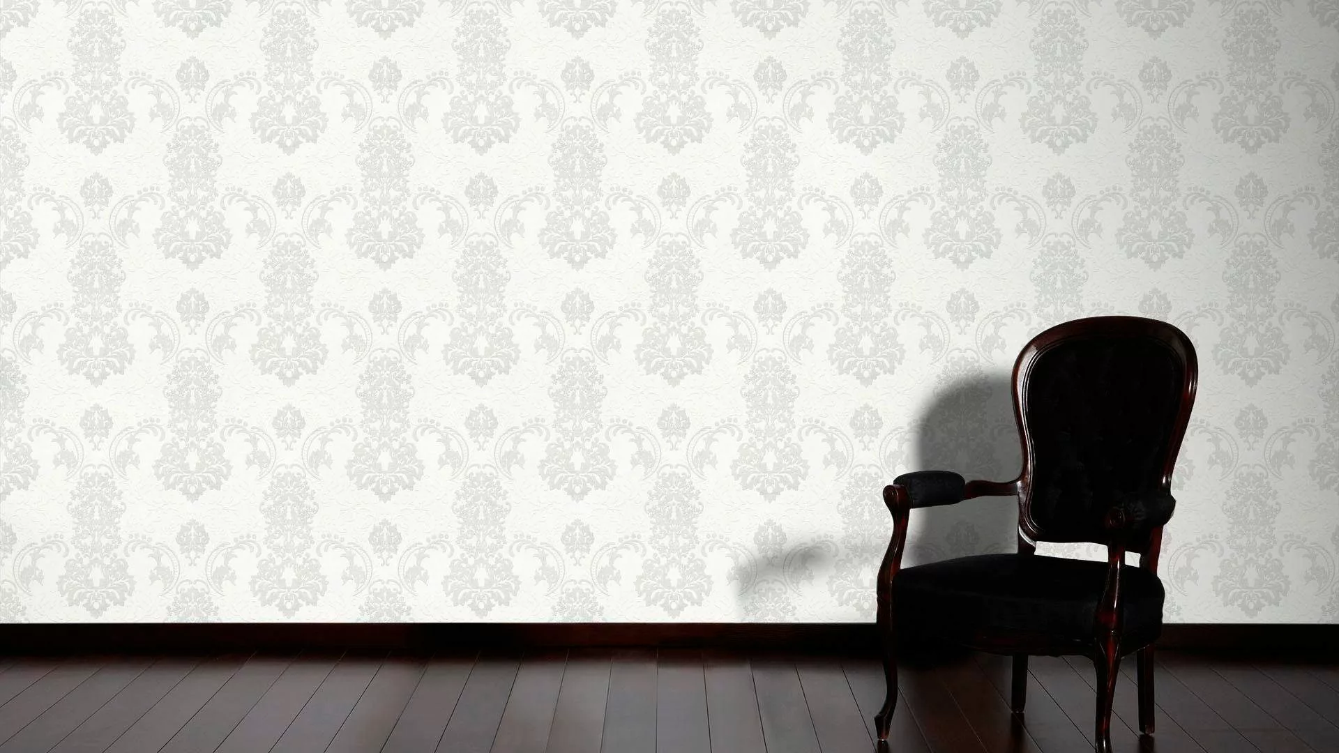Bricoflor Ornament Tapete mit Glitzer Barock Vliestapete in Weiß Grau Elega günstig online kaufen