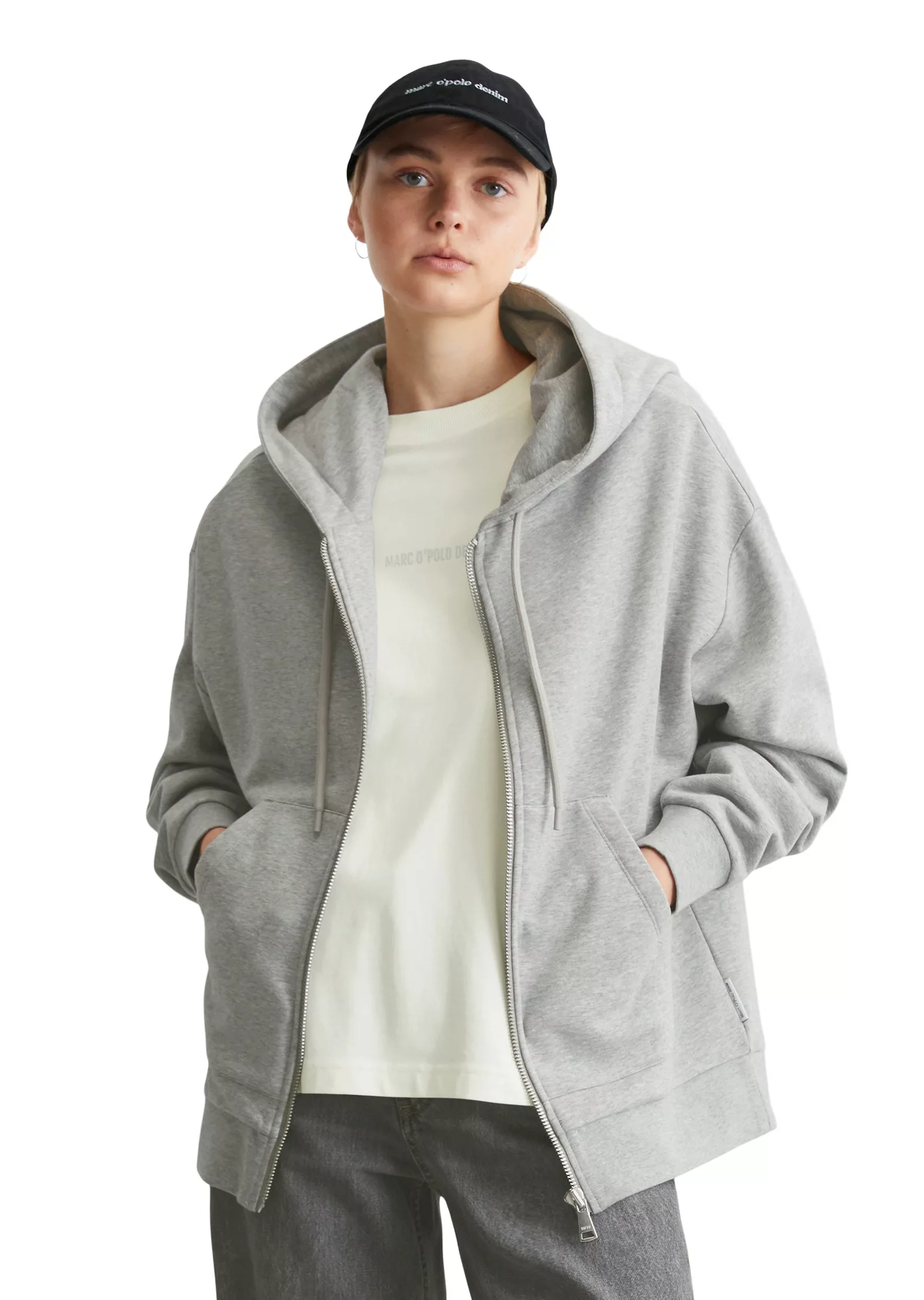 Marc OPolo DENIM Kapuzensweatjacke, Oversized, melierte Optik günstig online kaufen