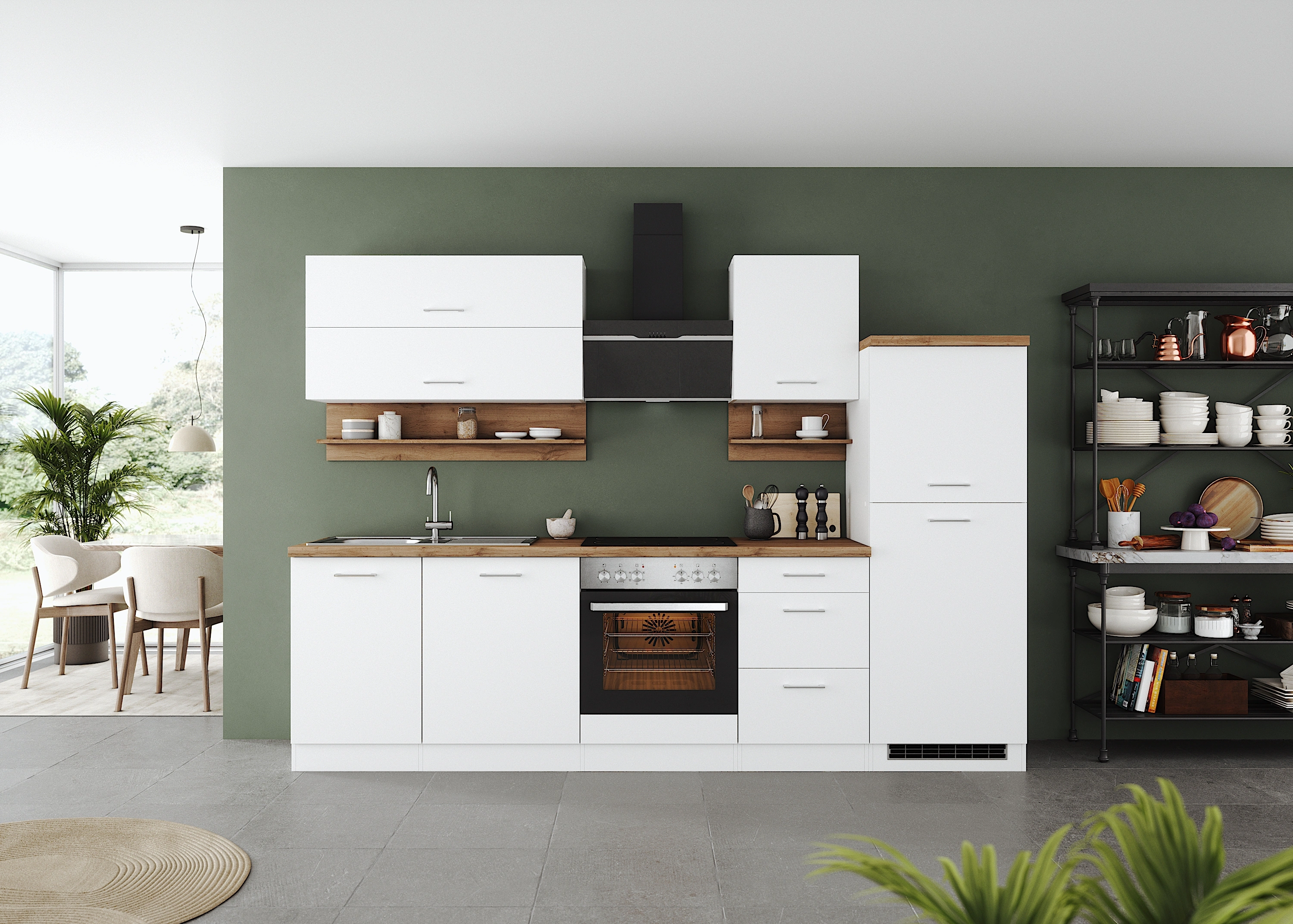 KOCHSTATION Küchenzeile »KS-Milan«, 280 cm breit, robuste Metallauszüge, vi günstig online kaufen