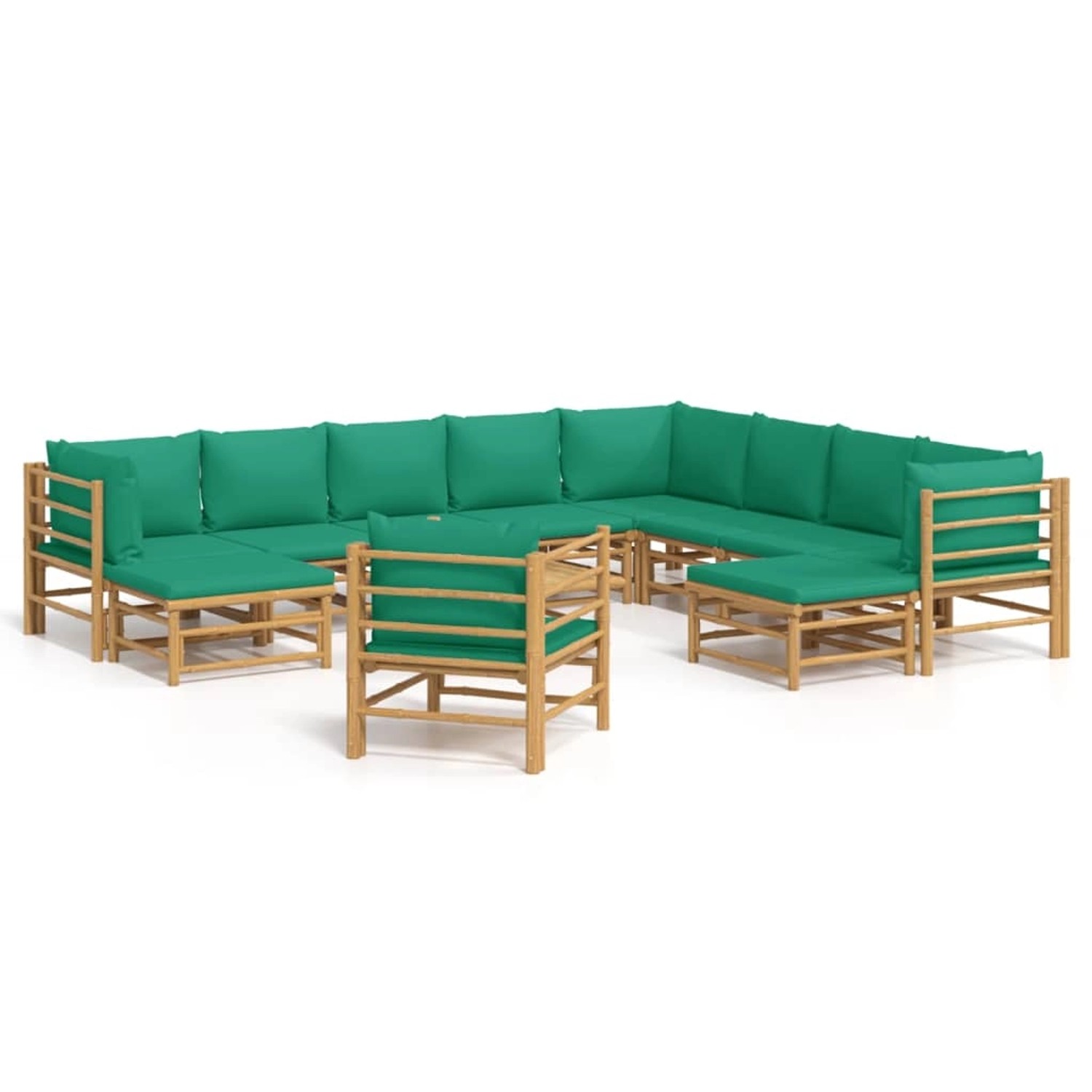 Vidaxl 12-tlg. Garten-lounge-set Mit Grünen Kissen Bambus günstig online kaufen