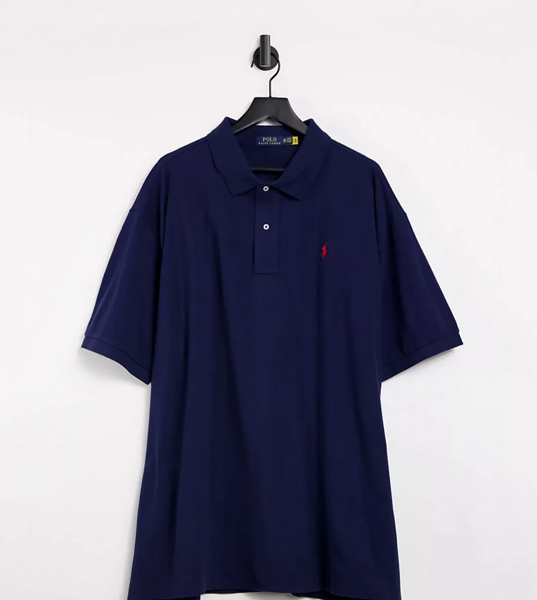 Polo Ralph Lauren – Big & Tall – Marineblaues Pikee-Polohemd mit Polospiele günstig online kaufen