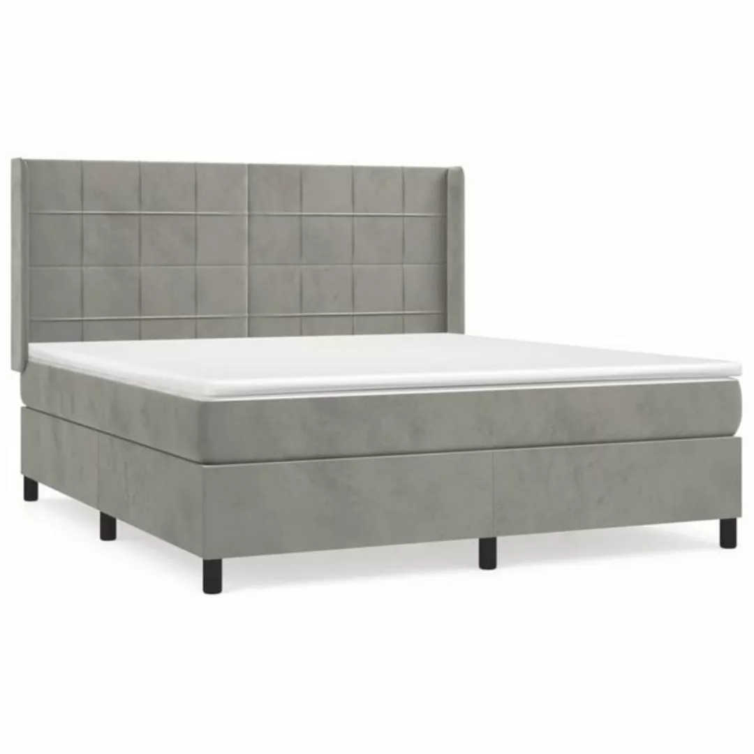 vidaXL Bettgestell Boxspringbett mit Matratze Hellgrau 160x200 cm Samt Bett günstig online kaufen