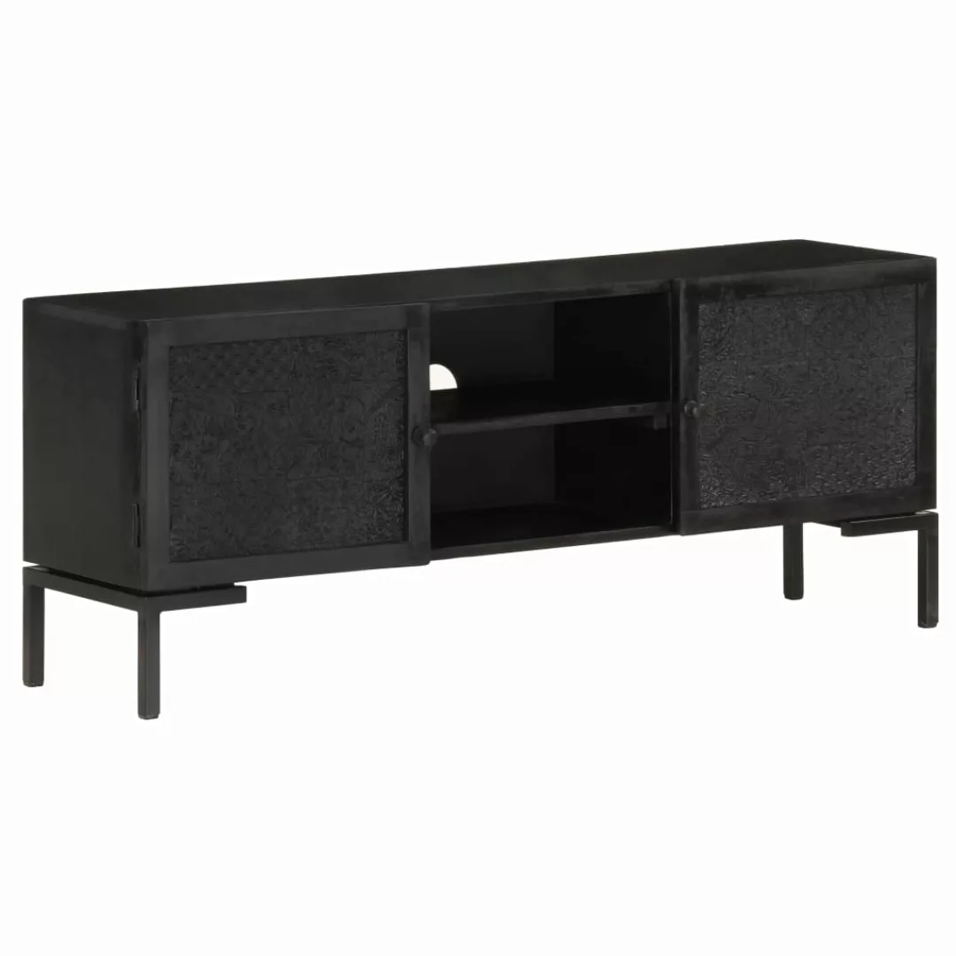 Tv-schrank Schwarz 115x30x46 Cm Massivholz Mango günstig online kaufen