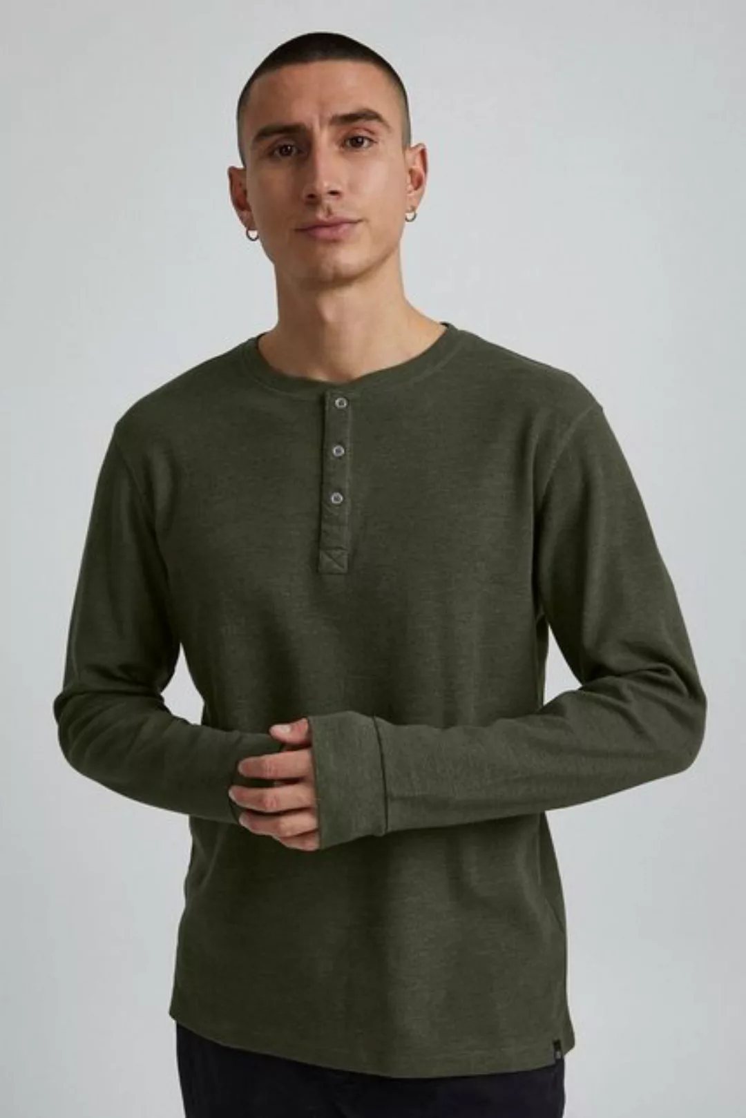 Blend Longsleeve Langarm Basic Shirt Grandad Strickpullover mit Knöpfen BHN günstig online kaufen