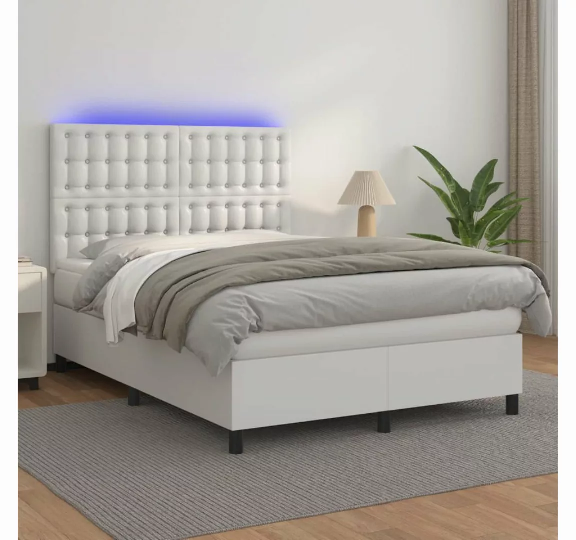 vidaXL Boxspringbett Boxspringbett mit Matratze & LED Kunstleder (140 x190 günstig online kaufen