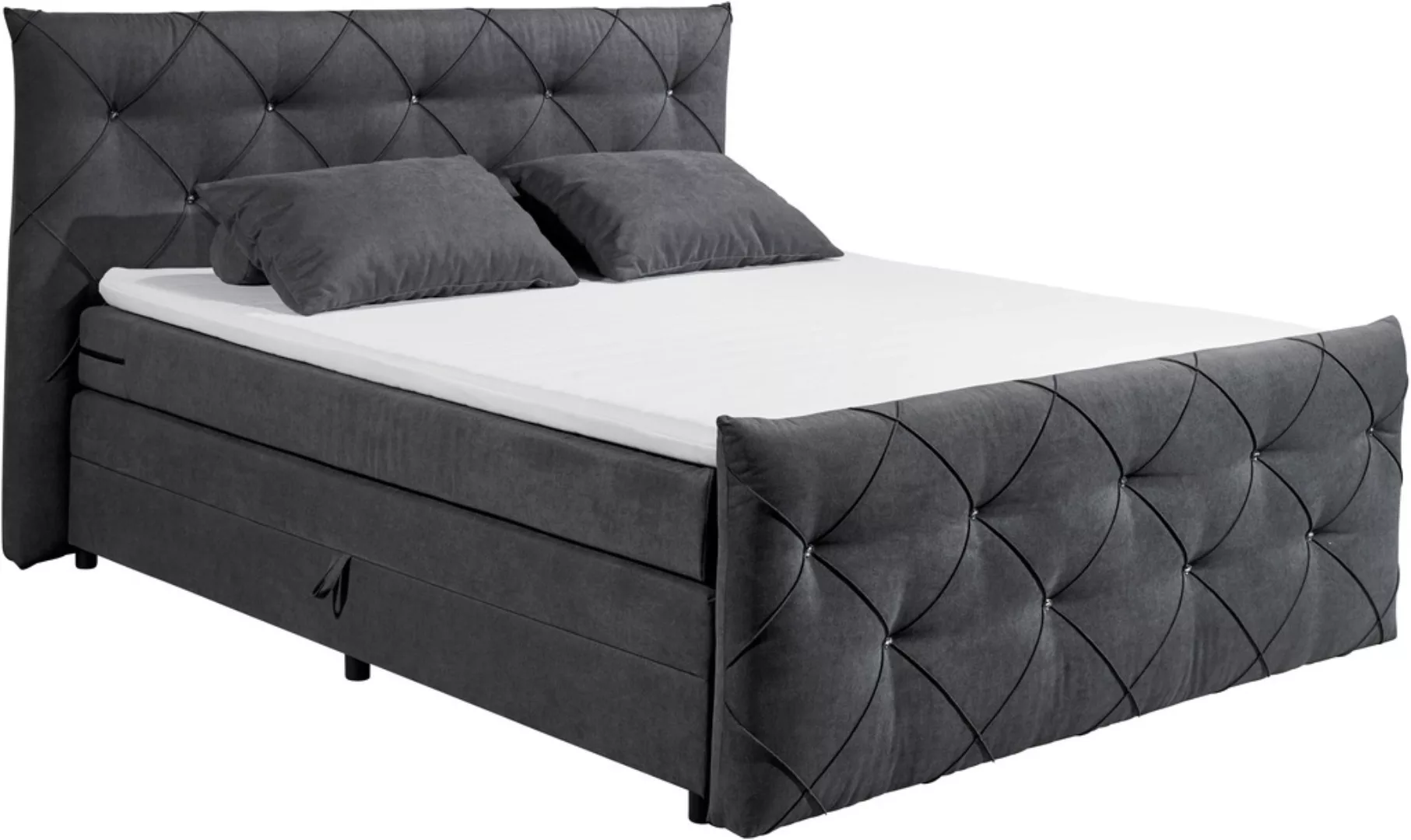 ED EXCITING DESIGN Boxspringbett "Villano", mit Strasssteinen, Breite: 180c günstig online kaufen