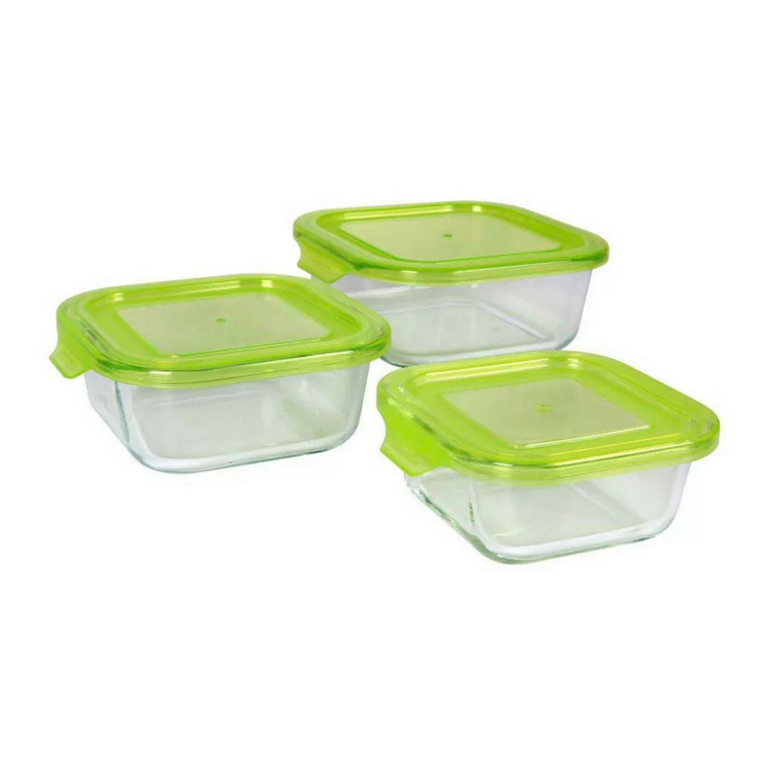 3 Lunchbox-set Quttin Rechteckig Durchsichtig Grün günstig online kaufen