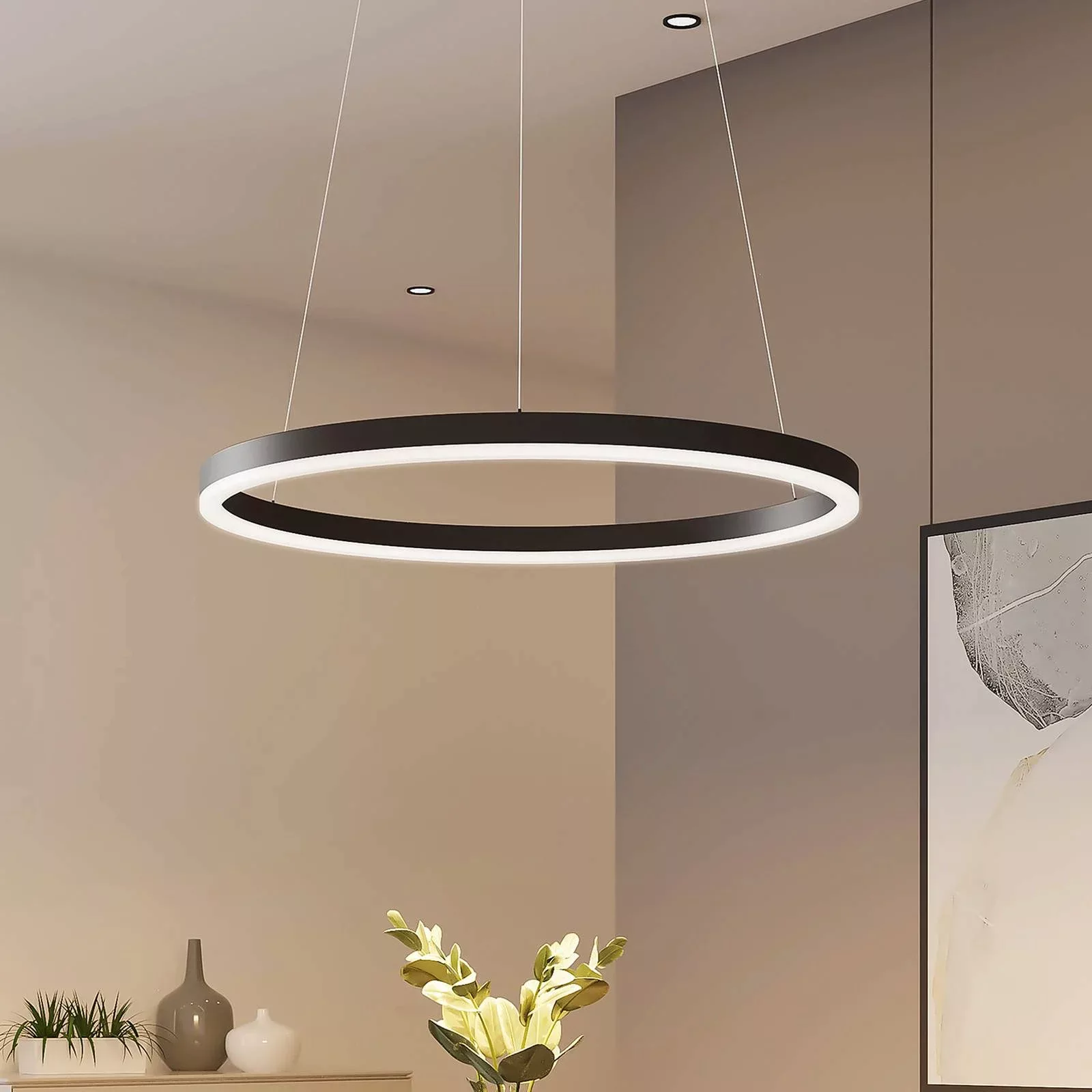 Arcchio LED-Hängeleuchte Albiona, schwarz, 1 Ring, Ø 60 cm günstig online kaufen