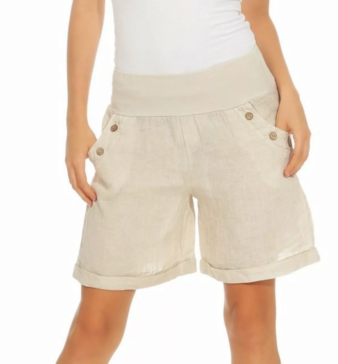 Mississhop Leinenhose Damen Shorts Leinenshorts Bermuda 100 % Leinen kurze günstig online kaufen