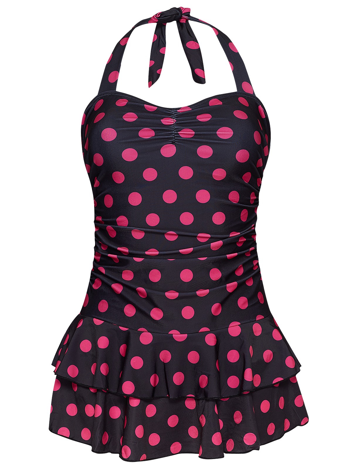 Pussy Deluxe Classic Pink Dotties Damen Badeanzug schwarz allover günstig online kaufen