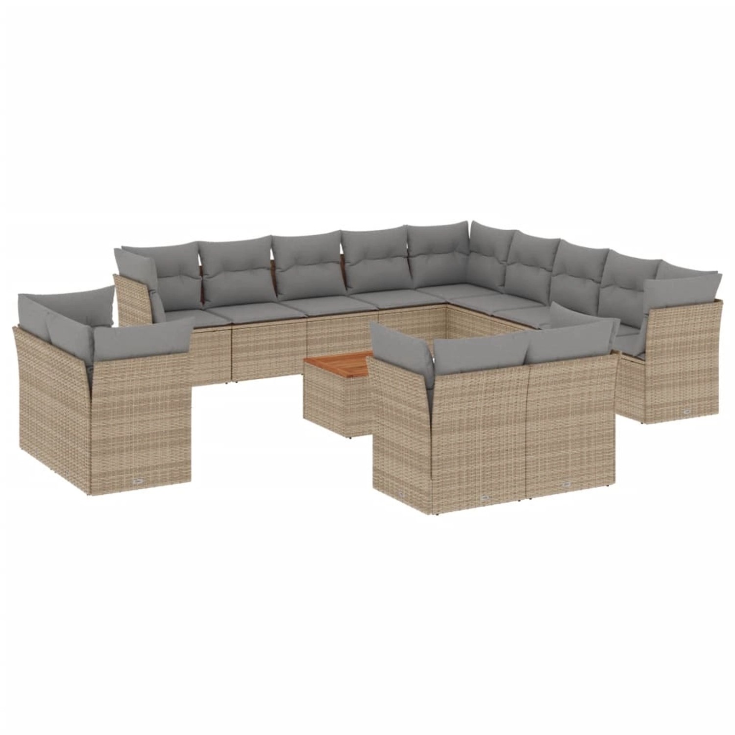 vidaXL 14-Tlg Garten-Sofagarnitur mit Kissen Beige Poly Rattan 3223959 günstig online kaufen