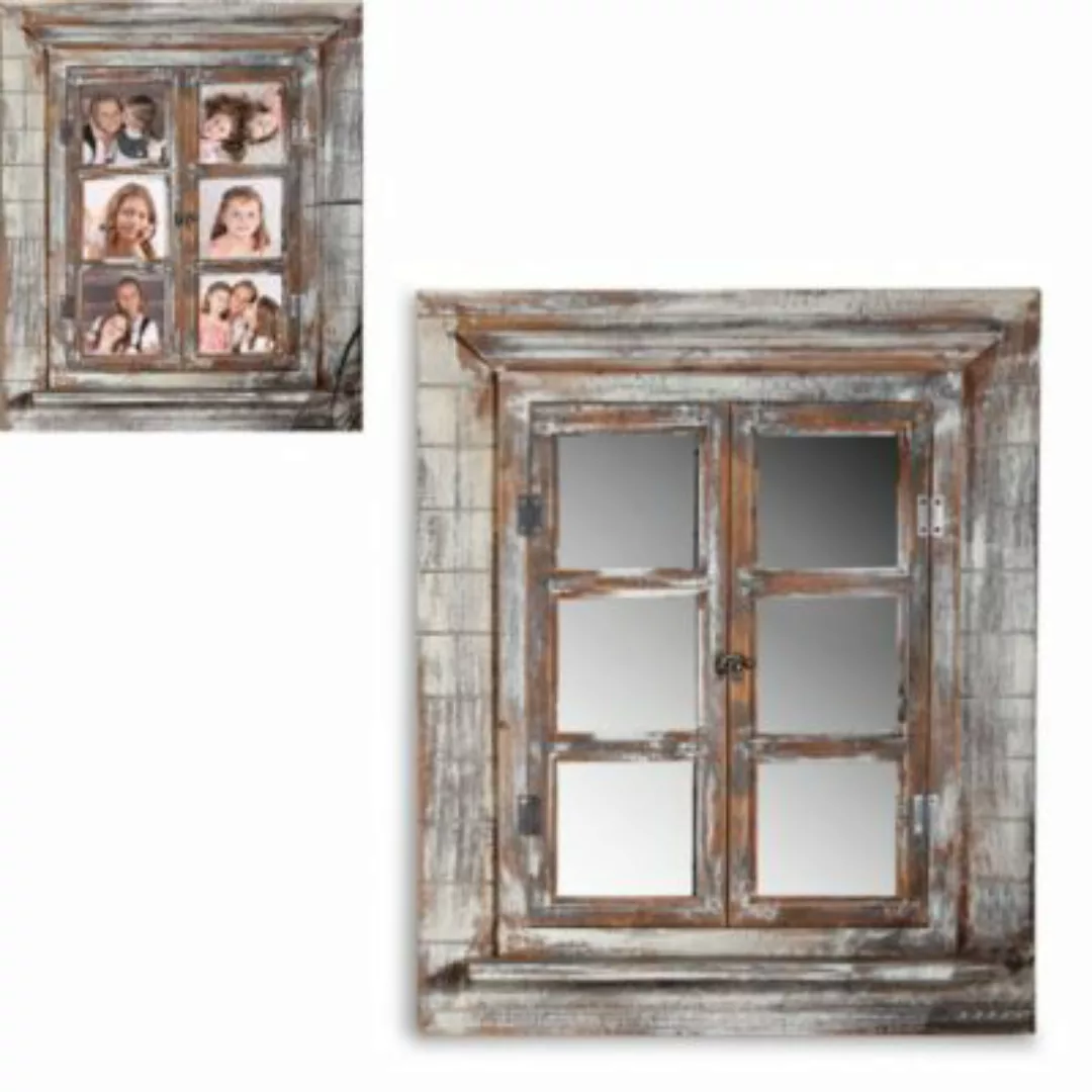 Mucola Wandspiegel Dekospiegel Fensterladen in Braun aus Holz Shabby Look S günstig online kaufen