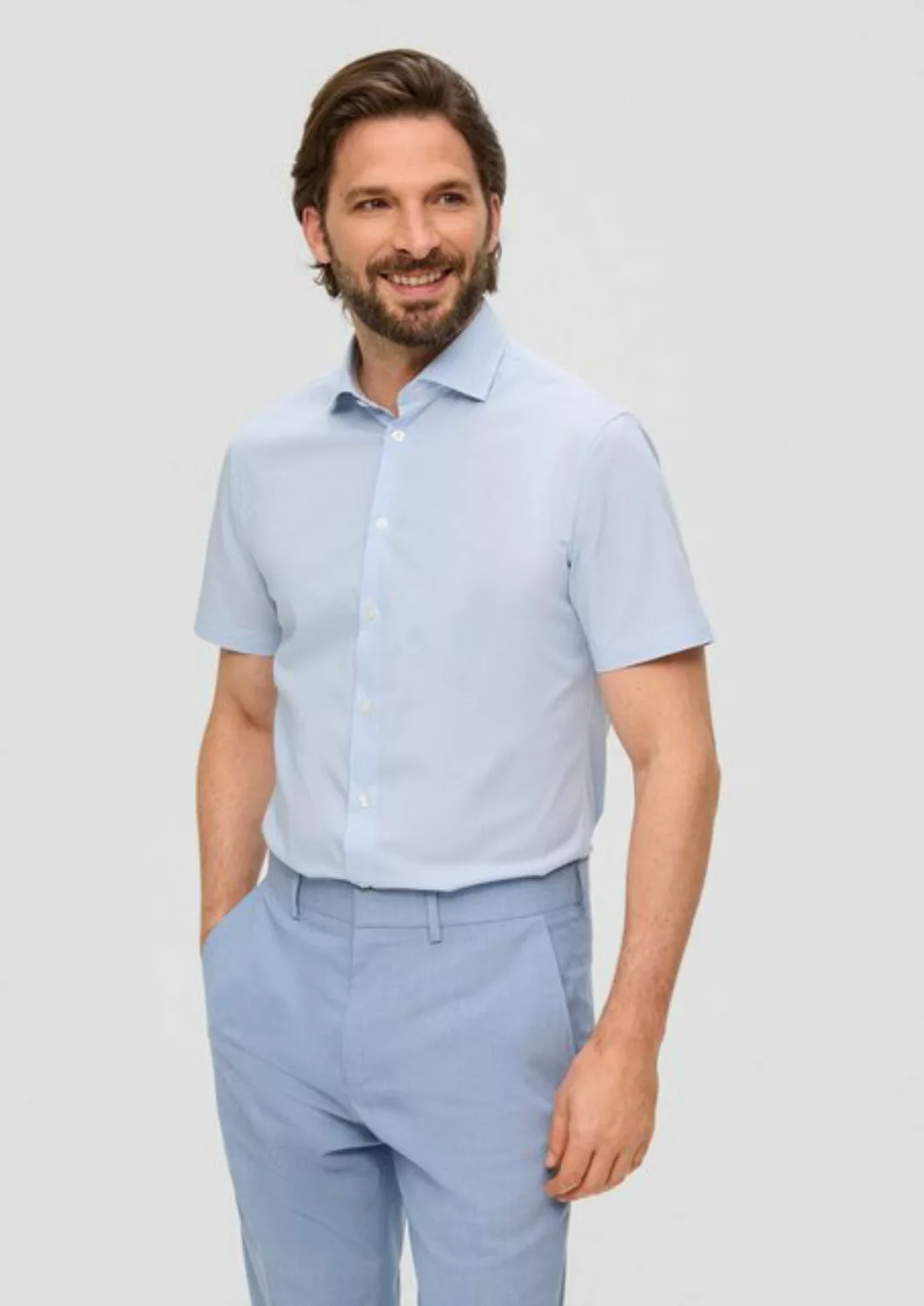 s.Oliver BLACK LABEL Kurzarmhemd Kurzarmhemd aus Baumwollstretch günstig online kaufen