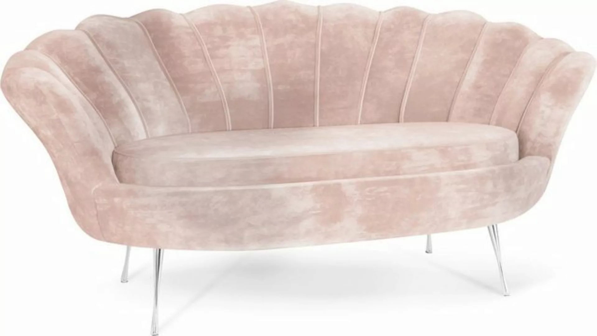 WFL GROUP Sofa Muschel, Samt 2-Sitzer Couch mit Golden oder Silber Metallbe günstig online kaufen