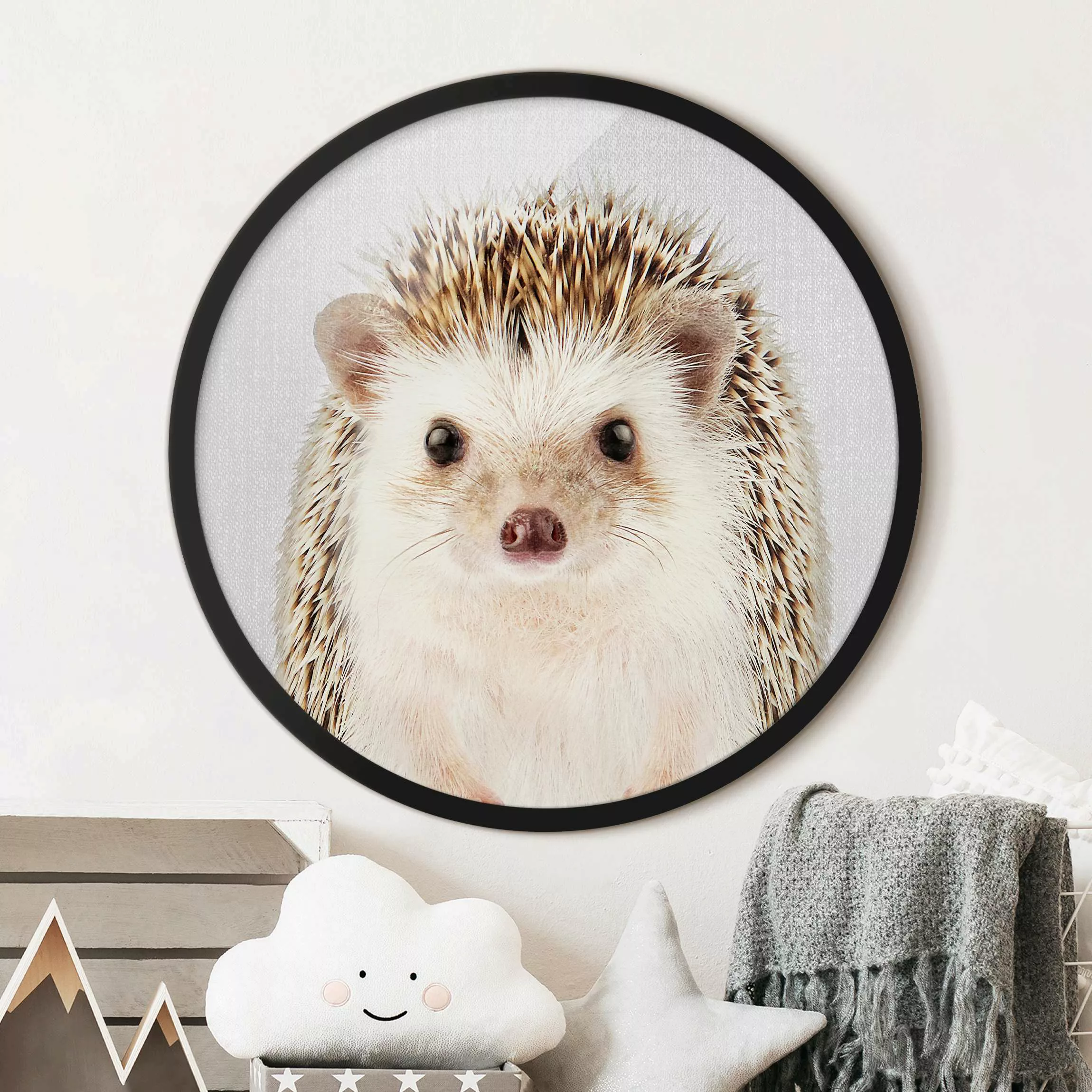 Rundes Gerahmtes Bild Igel Ingolf günstig online kaufen