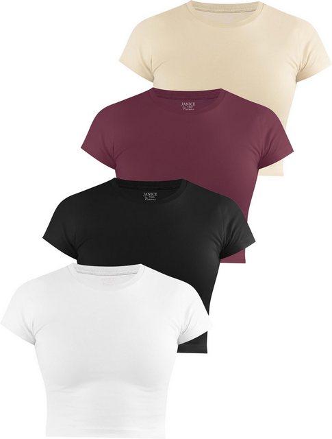 Janice Kurzarmshirt 4 x Damen crop T-Shirt hochgeschlossen Nerano Kurzes Sh günstig online kaufen